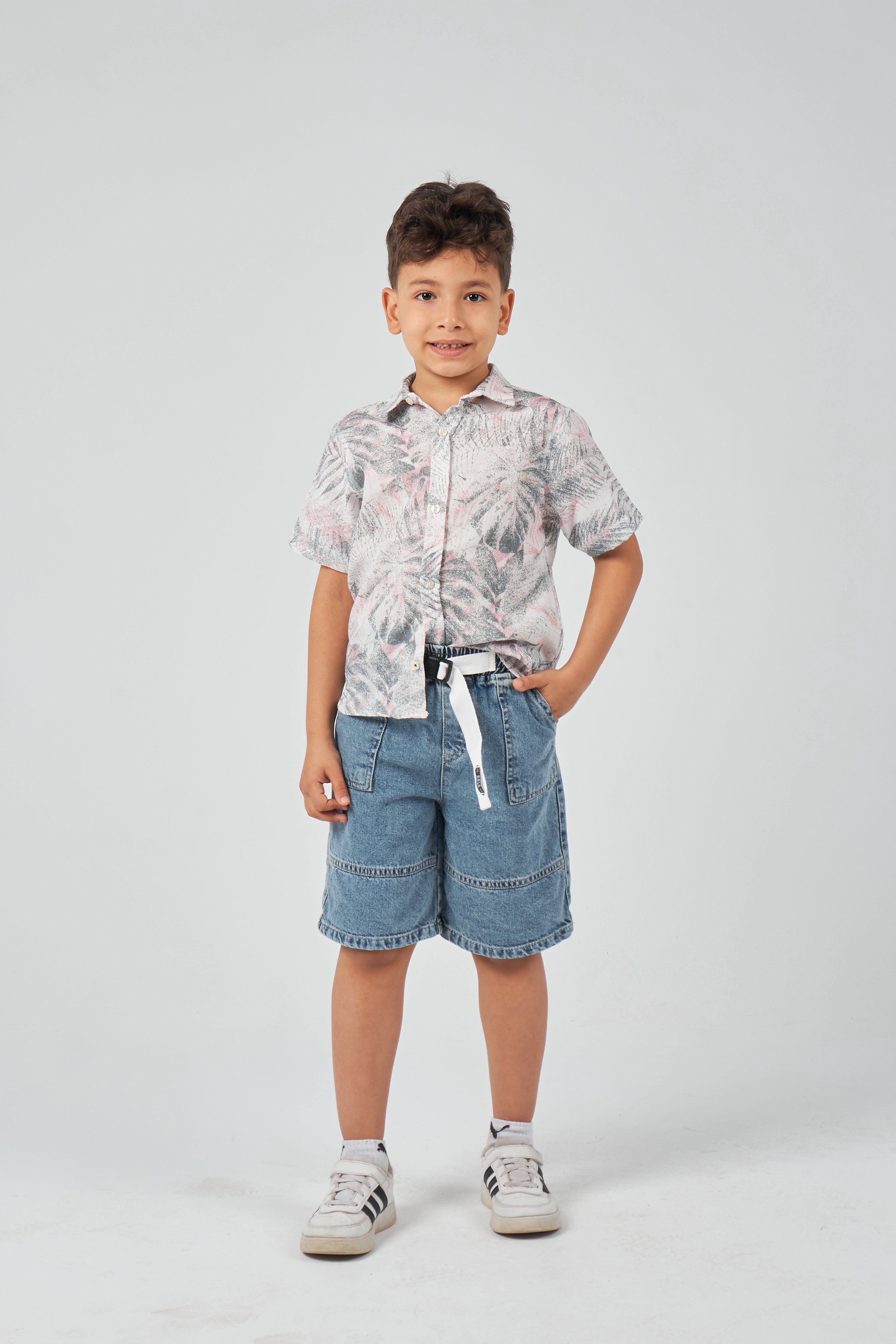 Printed Gray Boys Shirt