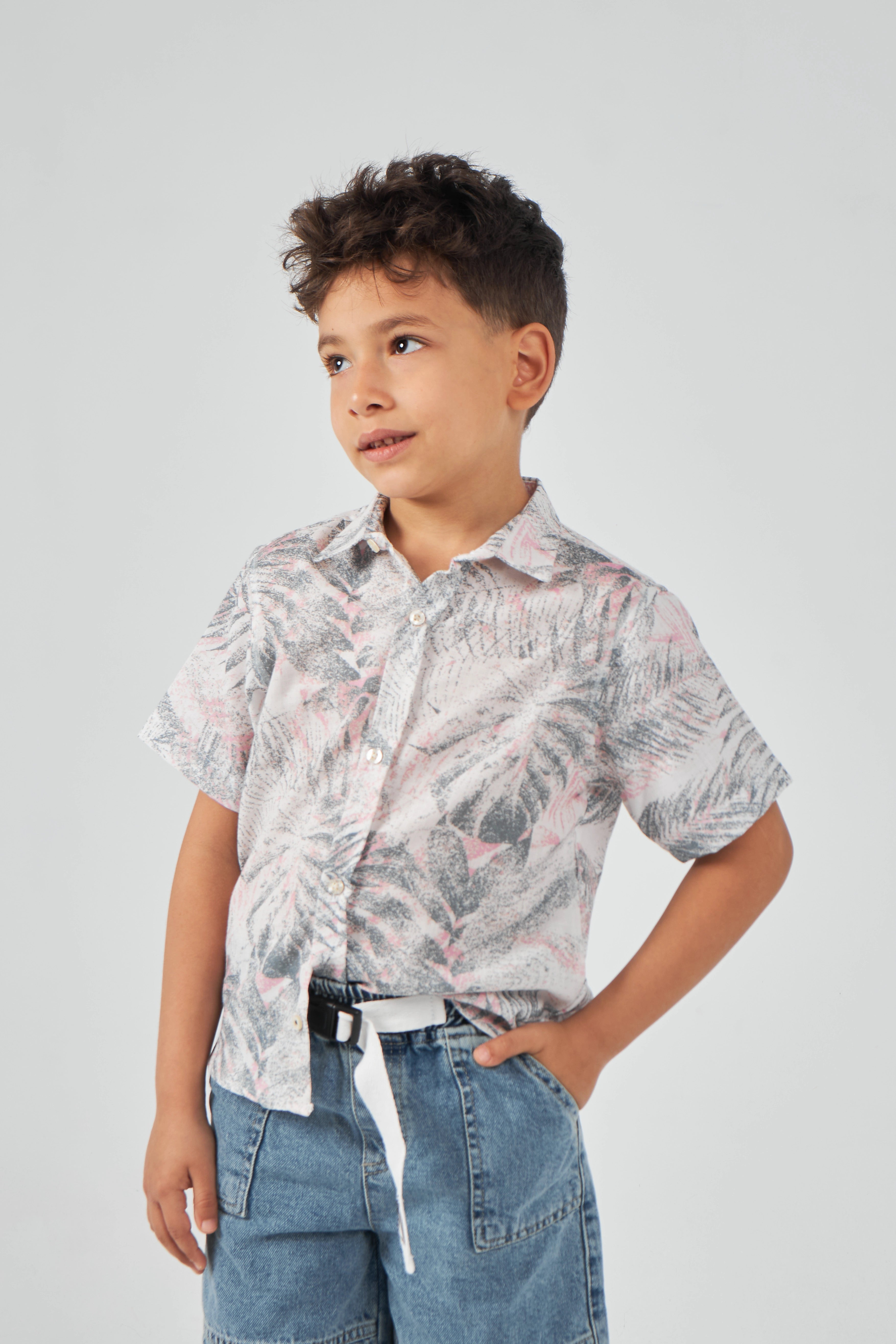 Printed Gray Boys Shirt