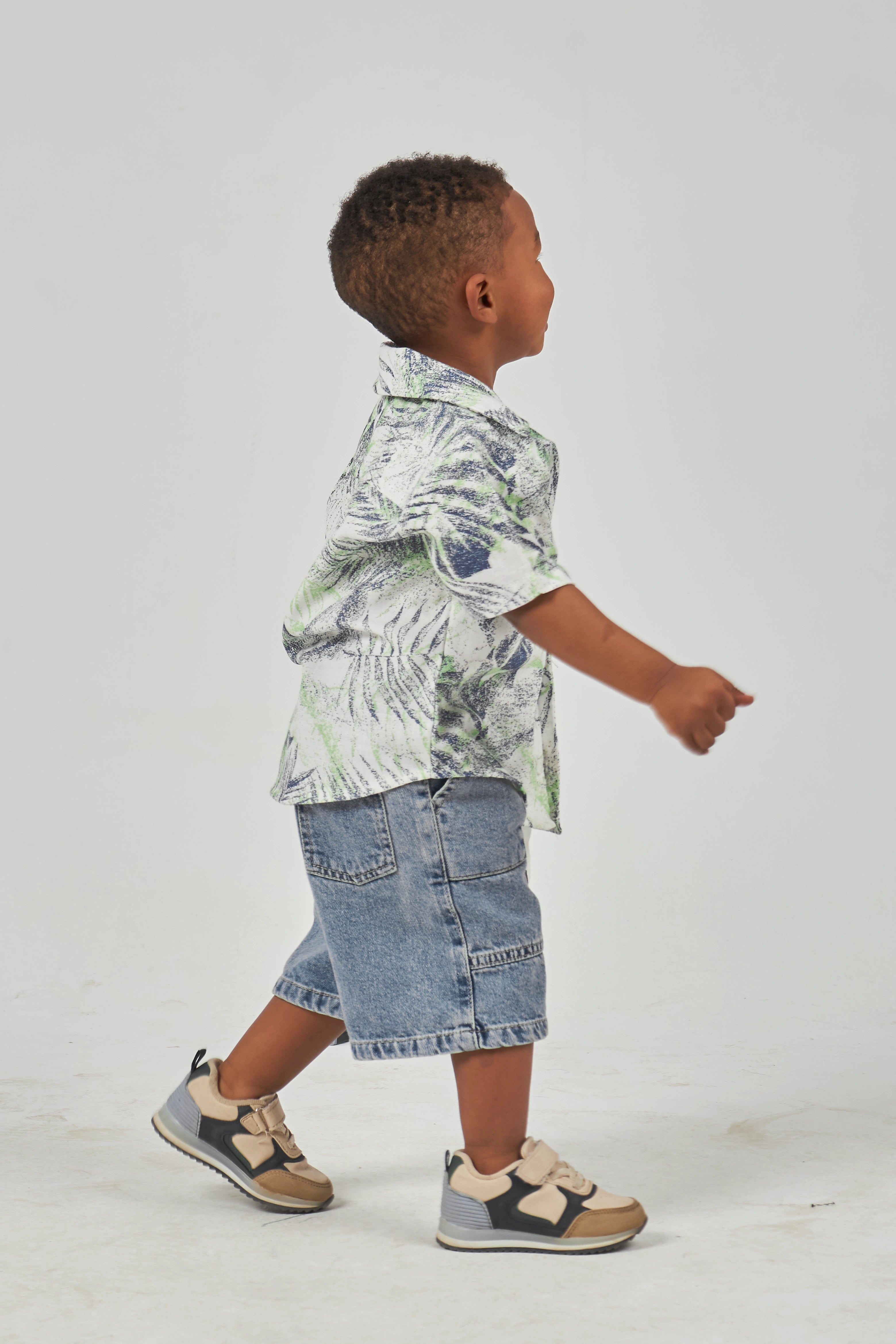 White Printed Boys Shirt