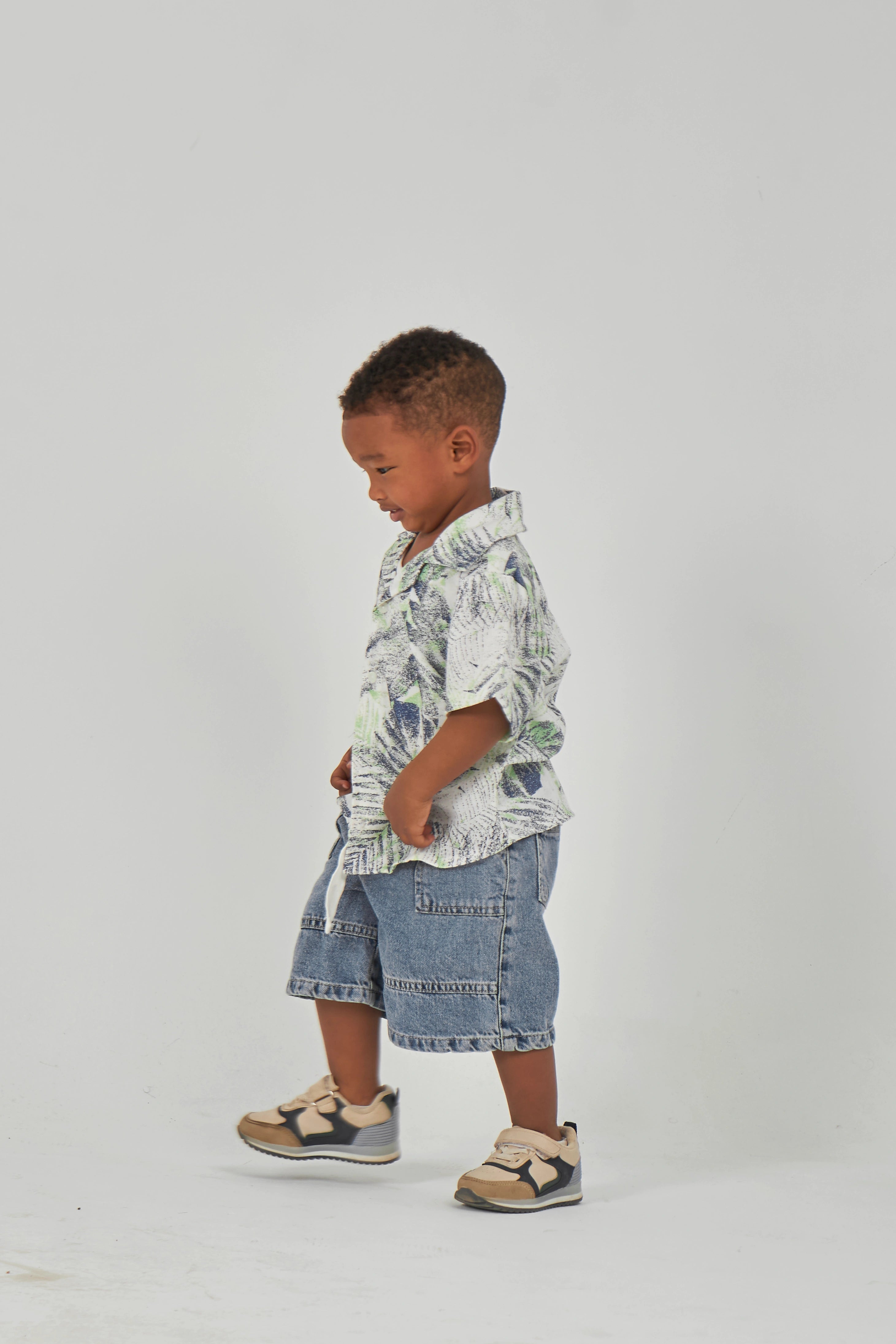 White Printed Boys Shirt