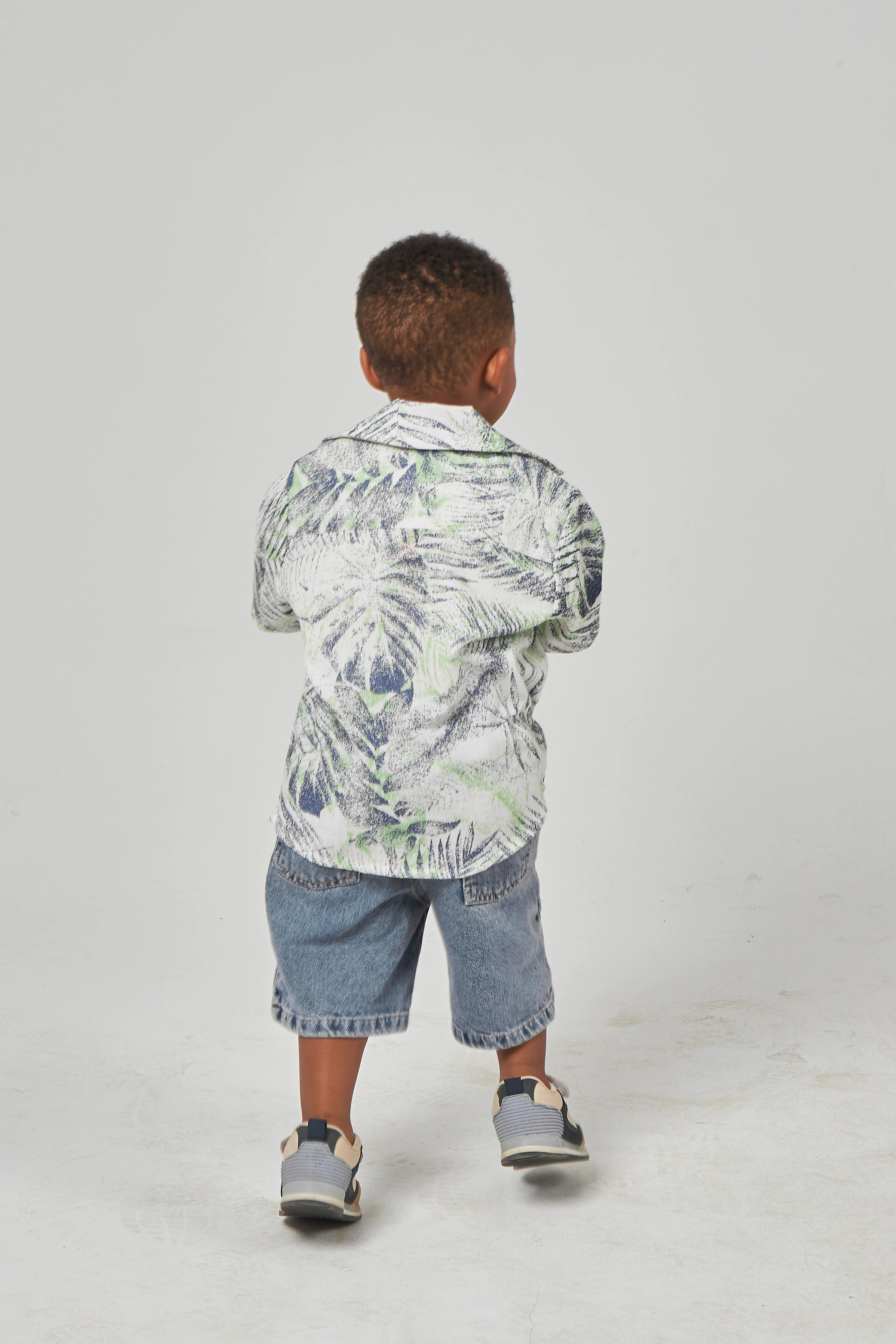White Printed Boys Shirt