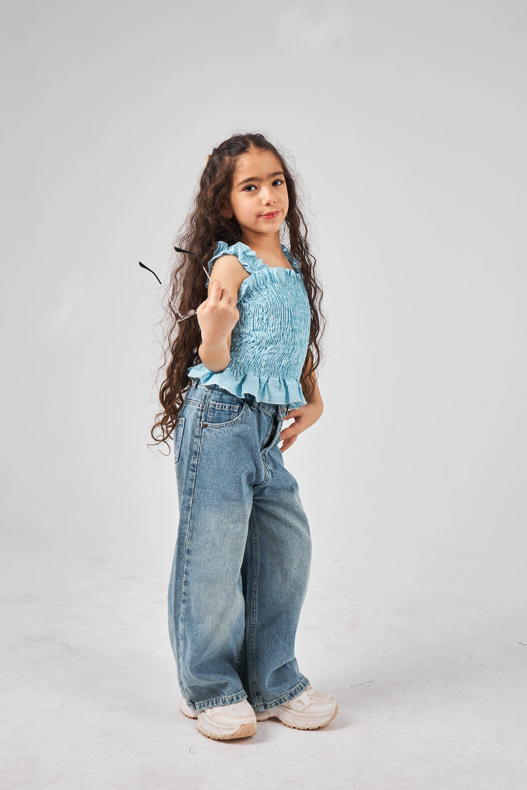 Blue Girls Crop Top