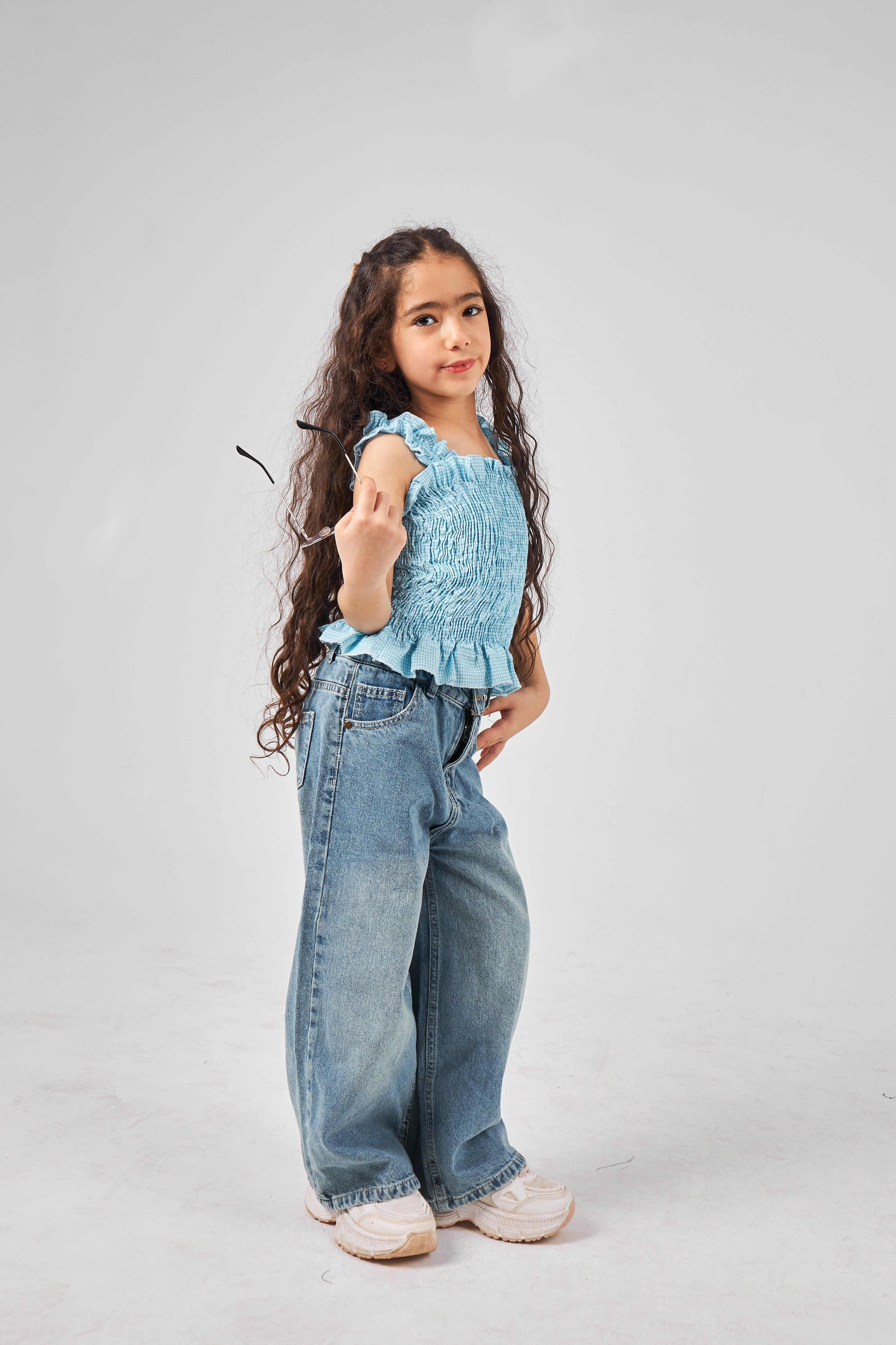 Blue Girls Crop Top