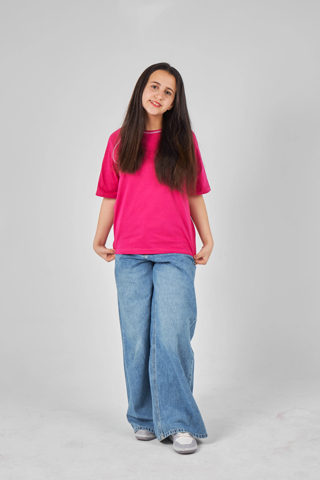 Fushia Girls Oversized T-shirt