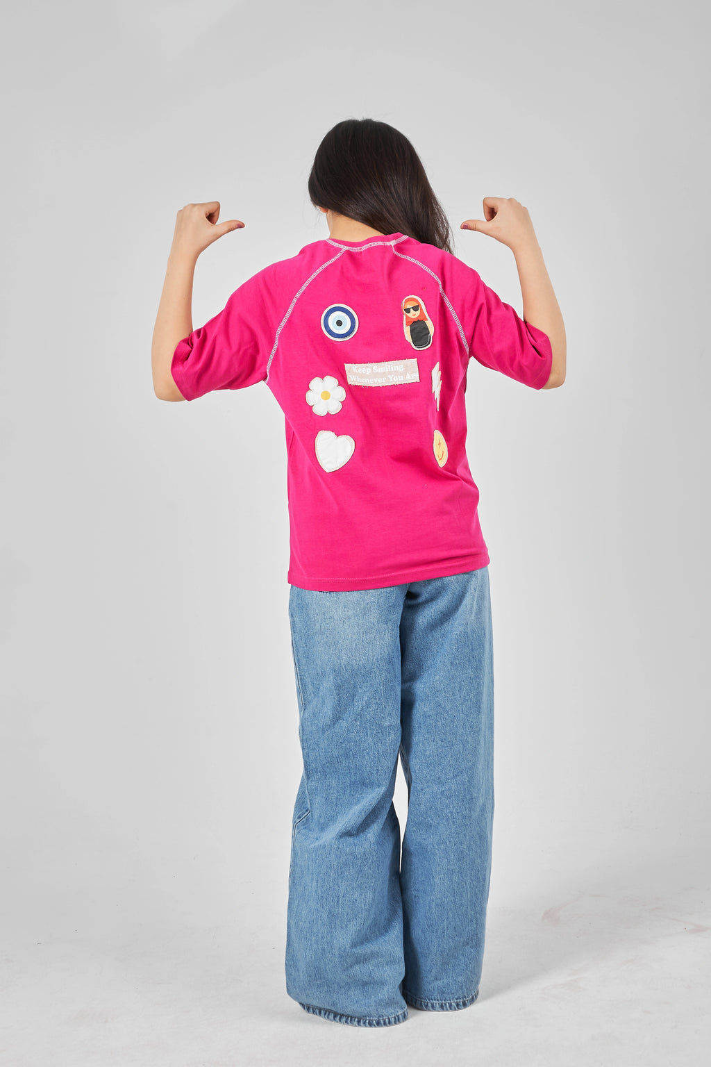 Fushia Girls Oversized T-shirt