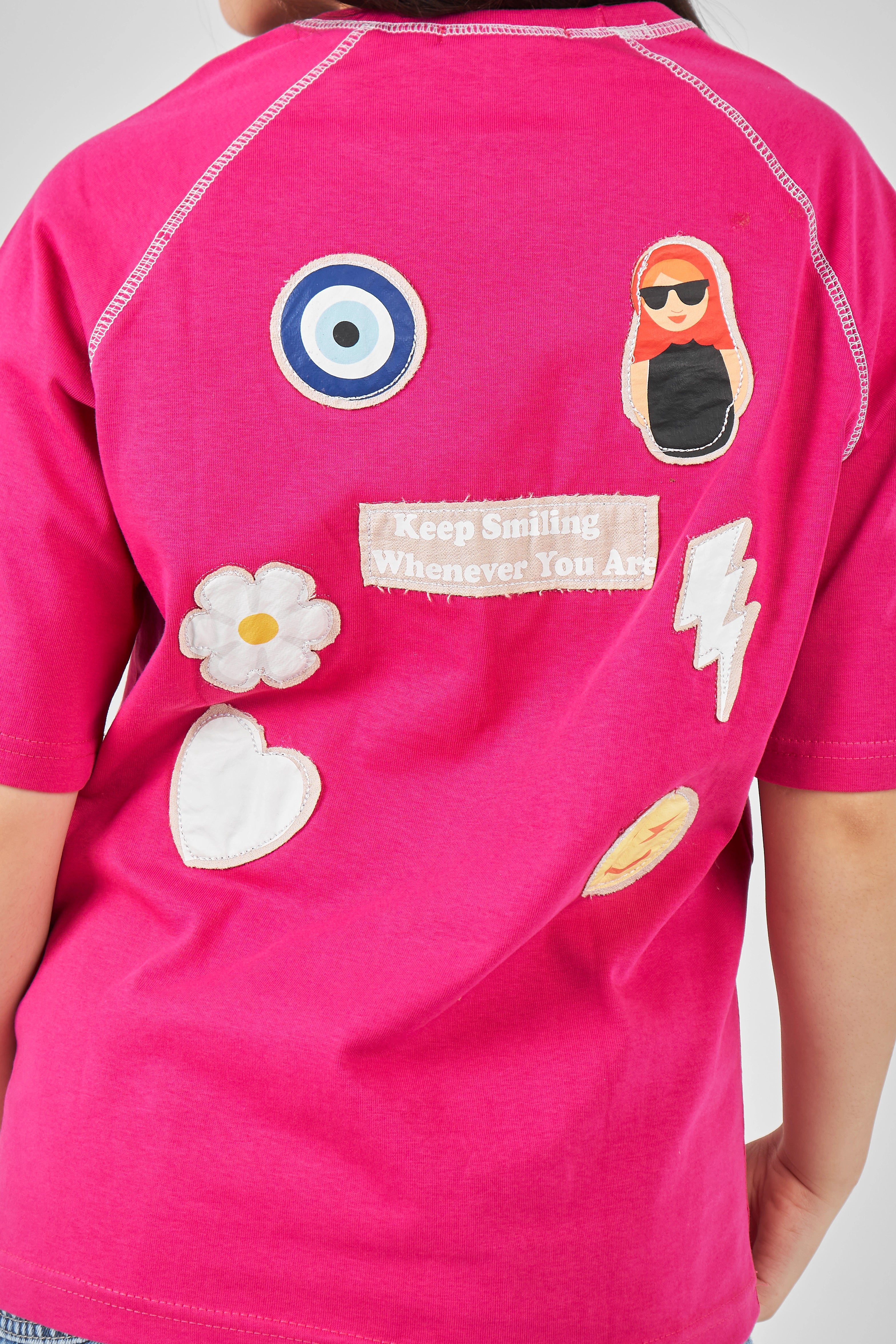 Fushia Girls Oversized T-shirt