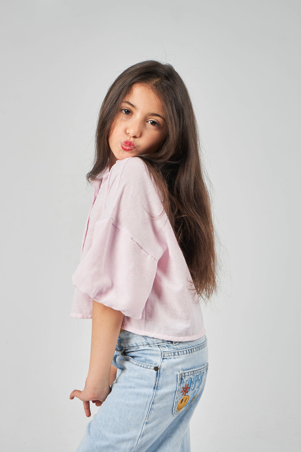 Light Rose Printed Girls Blouse