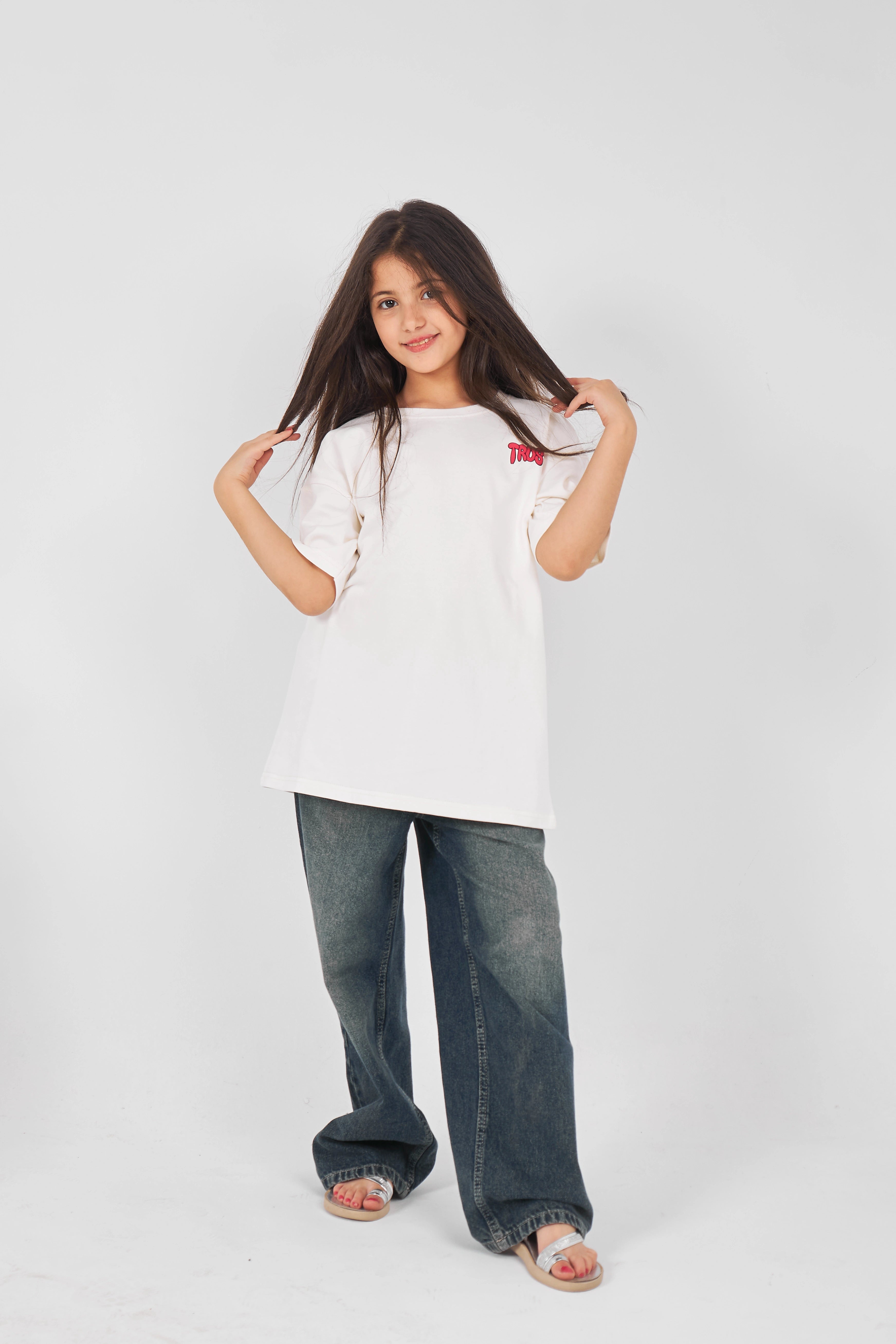 Ecru Girls Oversized T-shirt