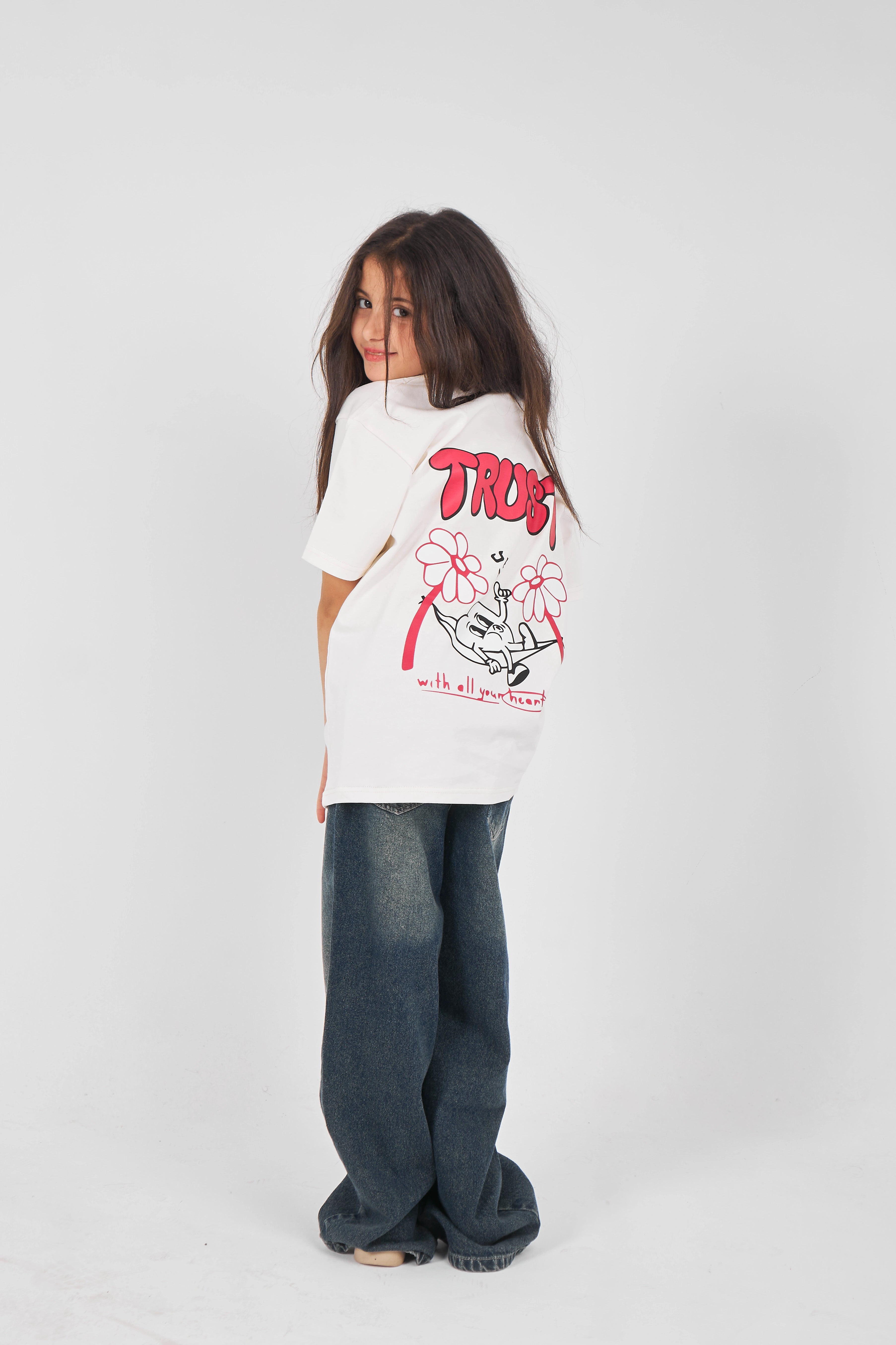Ecru Girls Oversized T-shirt