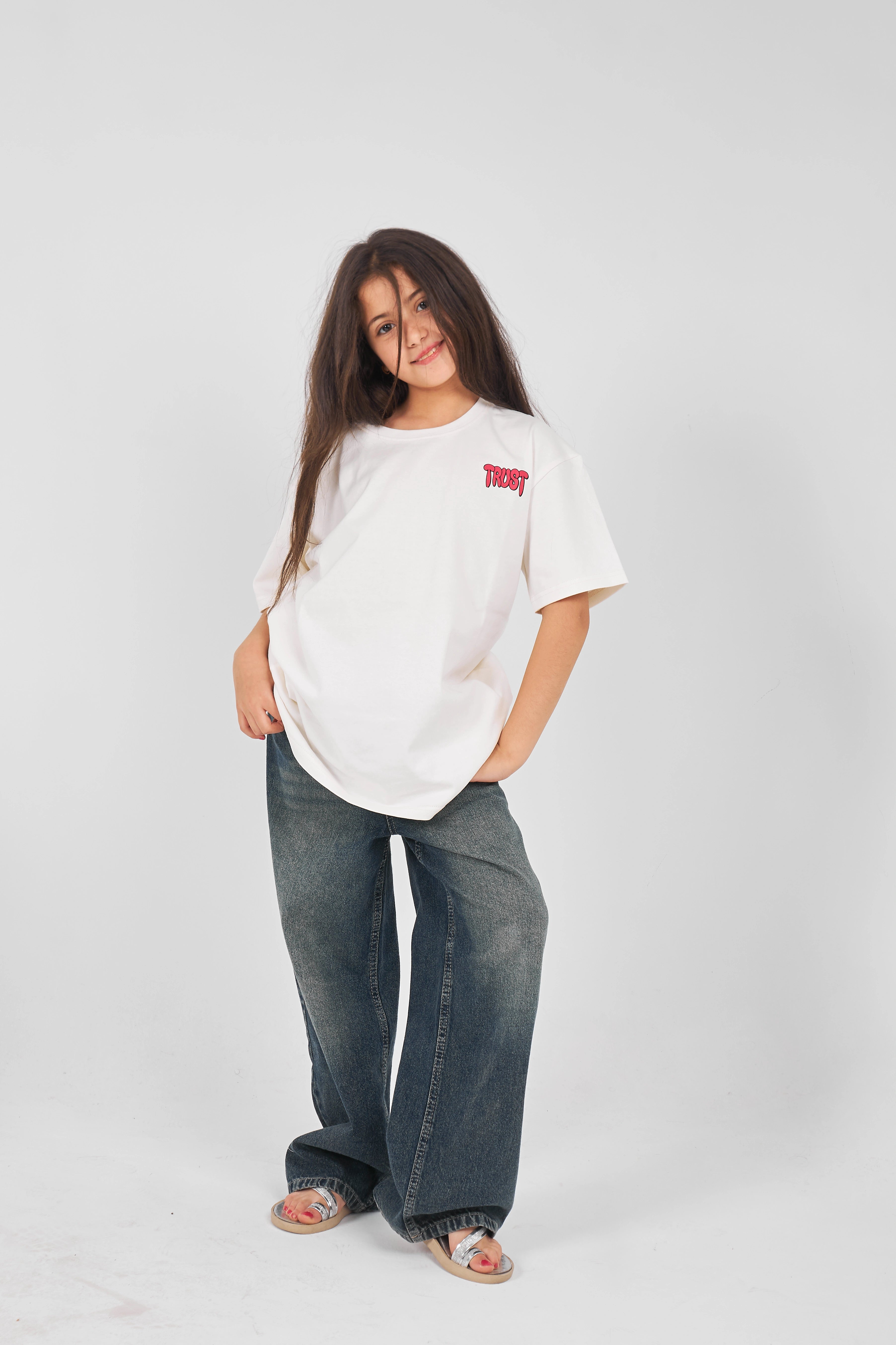 Ecru Girls Oversized T-shirt