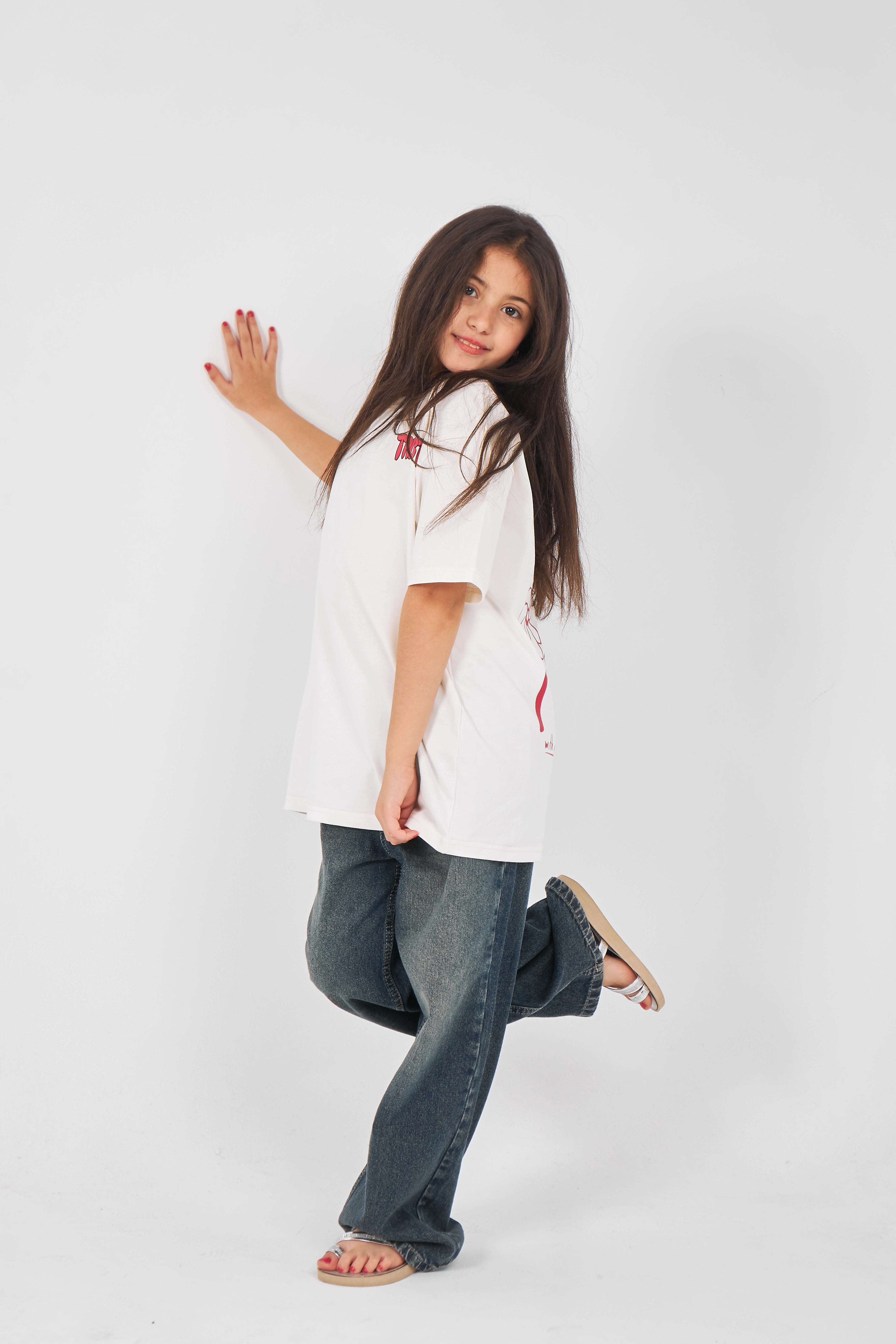 Ecru Girls Oversized T-shirt