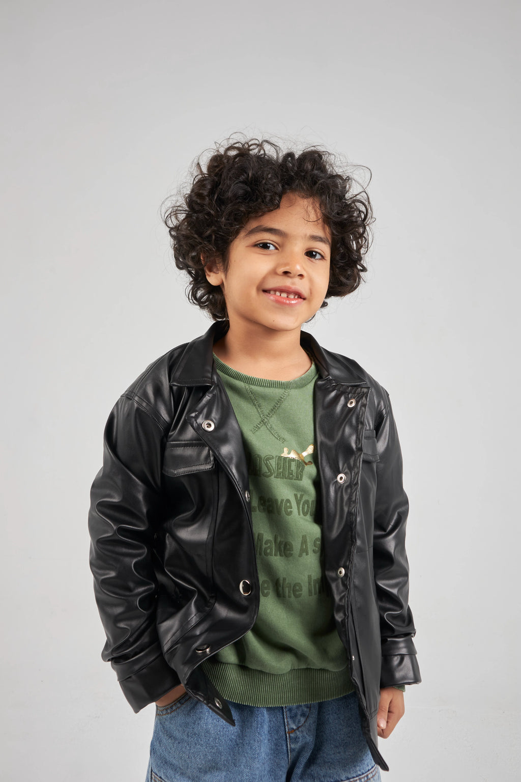 Boys Black Leather Jacket