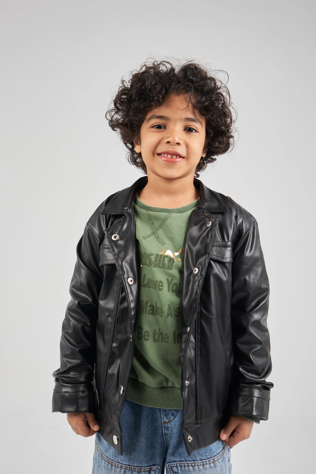 Boys Black Leather Jacket