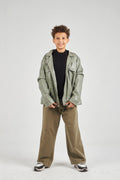 Boys Khaki Leather Jacket
