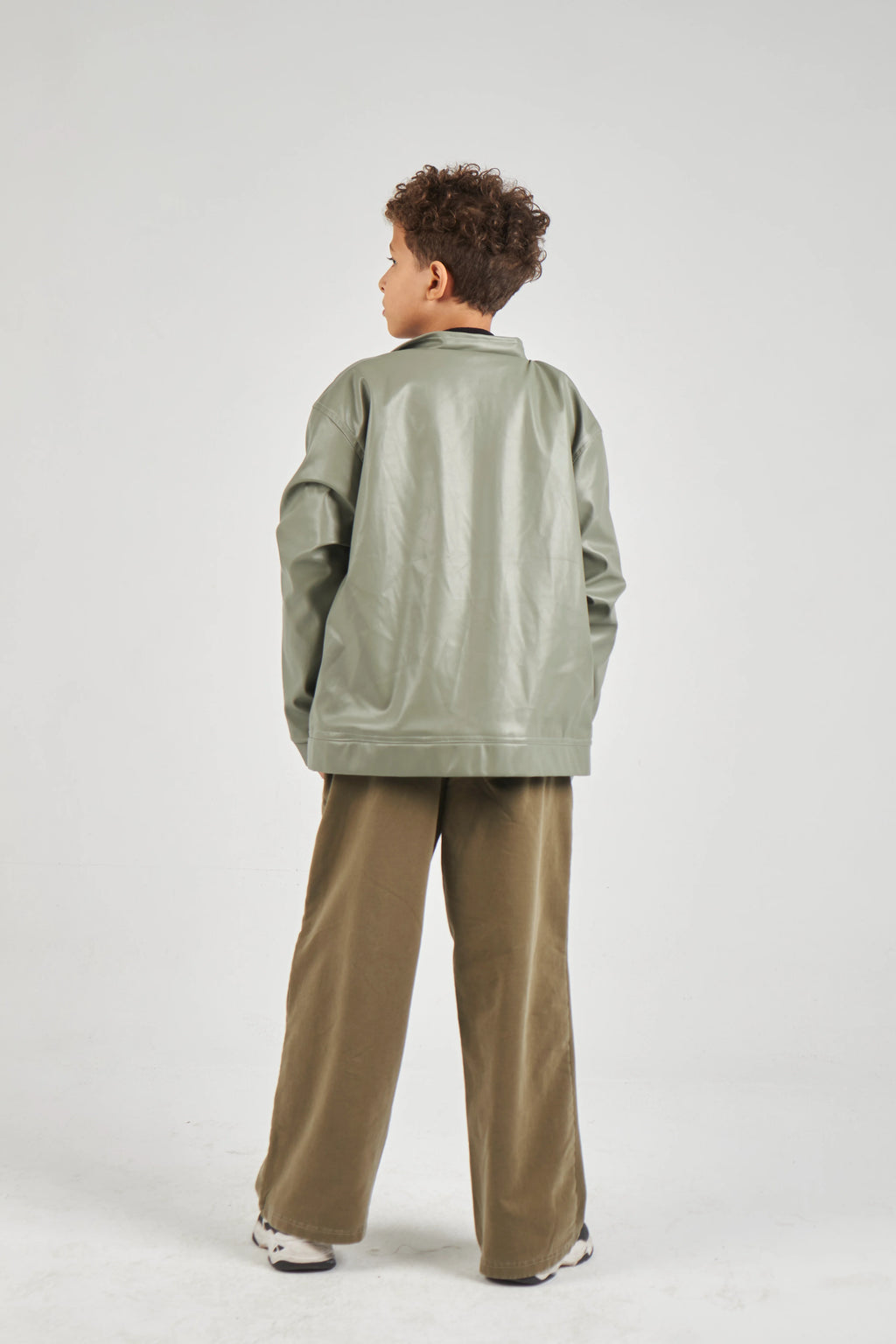 Boys Khaki Leather Jacket