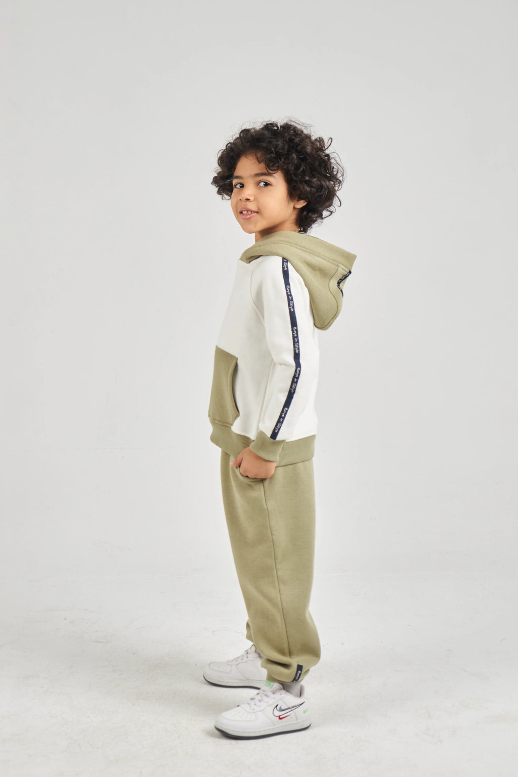 Boys Ecru & Khaki Knit Set