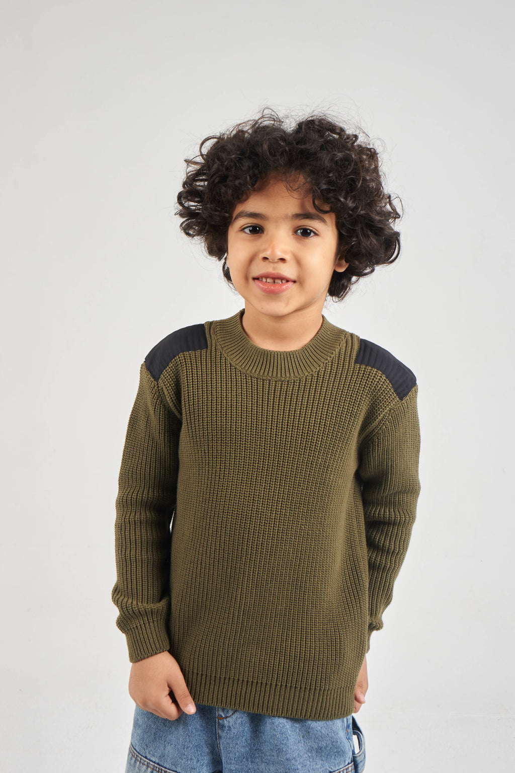 Boys Khaki Knit Pullover