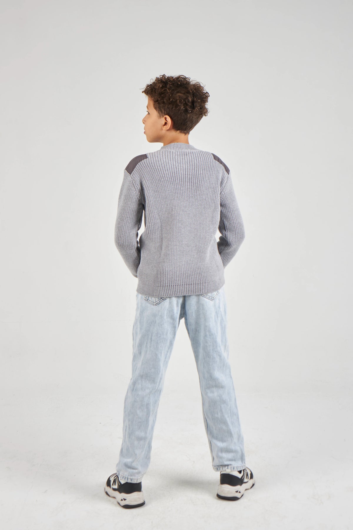 Boys Grey Knit Pullover