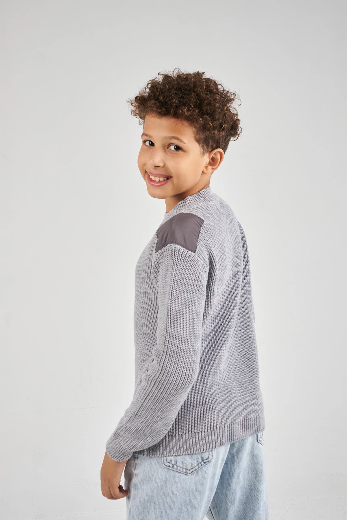 Boys Grey Knit Pullover