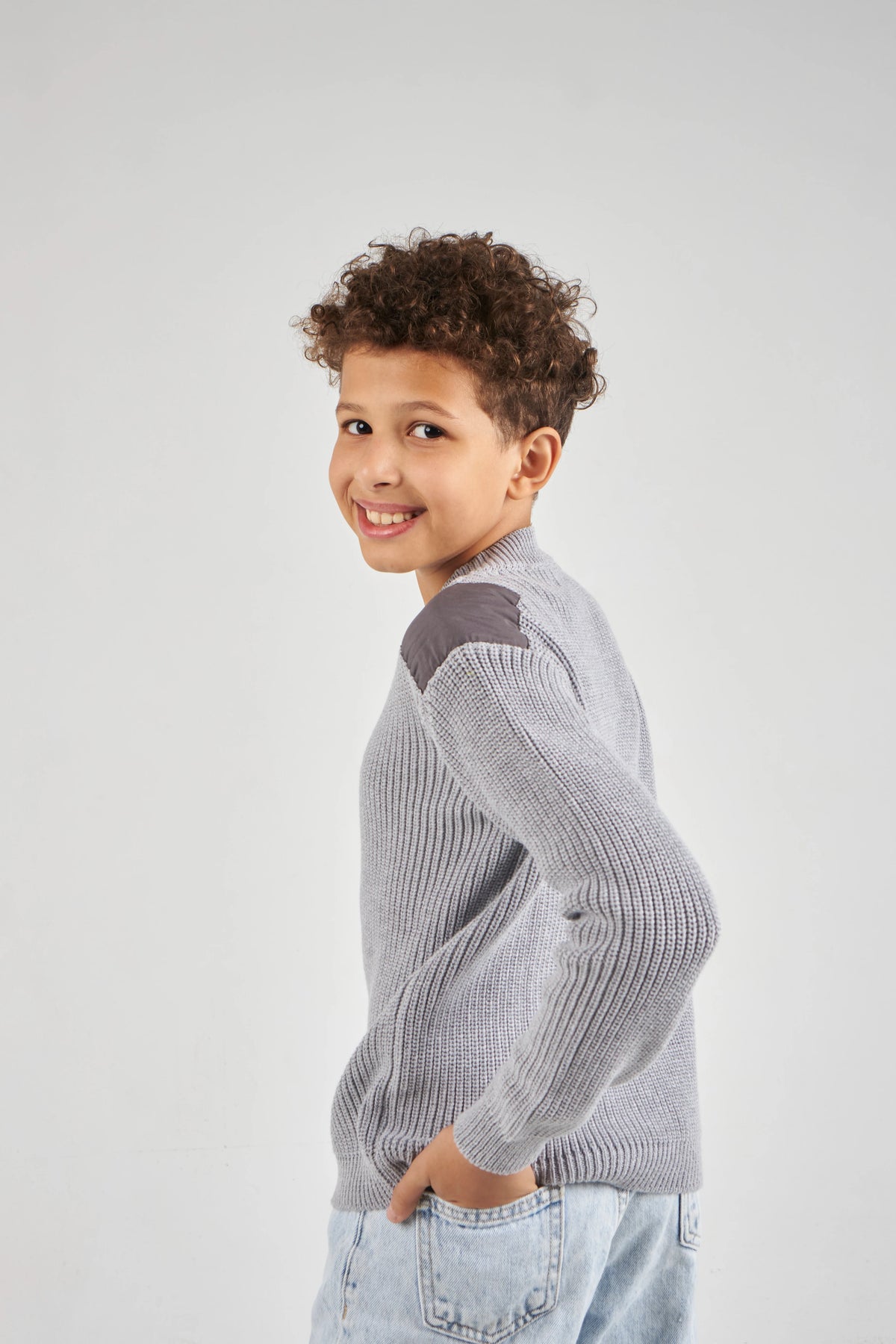 Boys Grey Knit Pullover