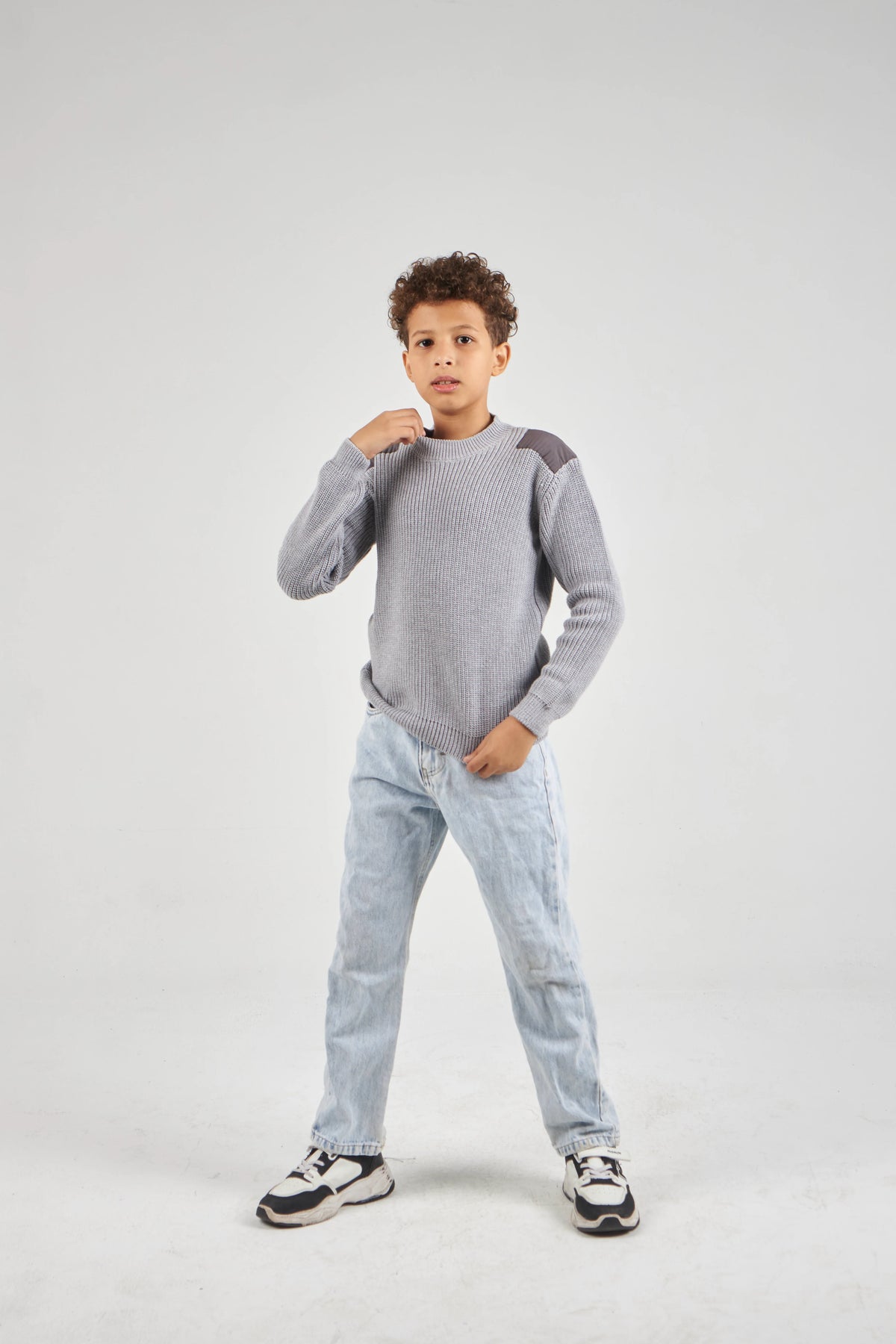 Boys Grey Knit Pullover