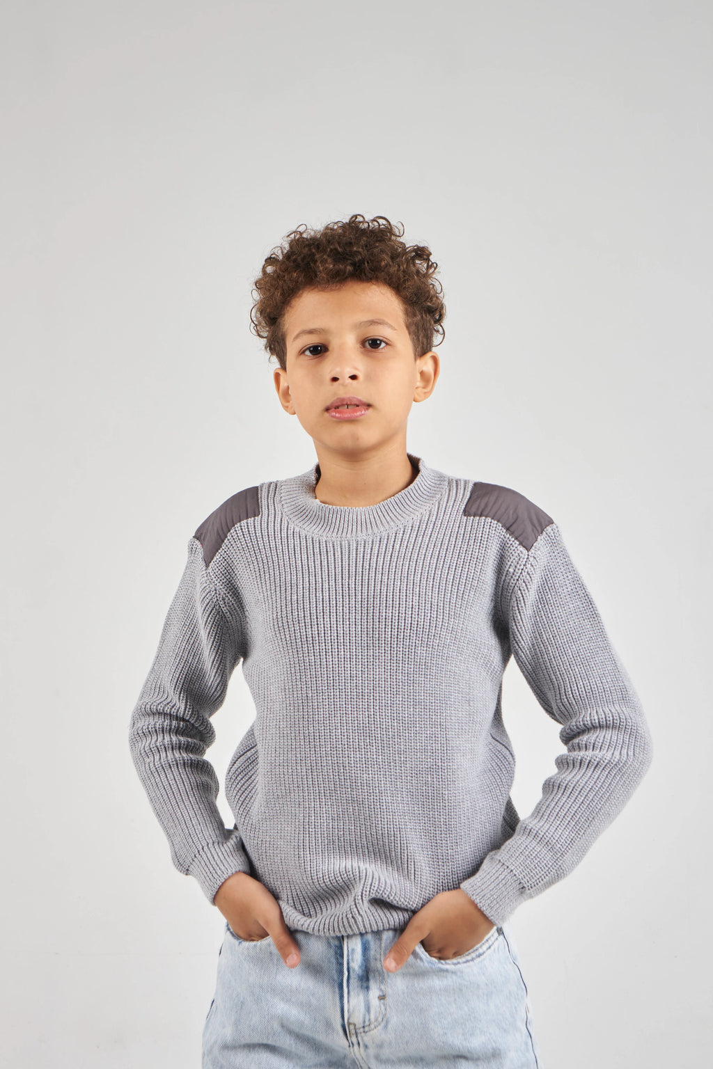 Boys Grey Knit Pullover