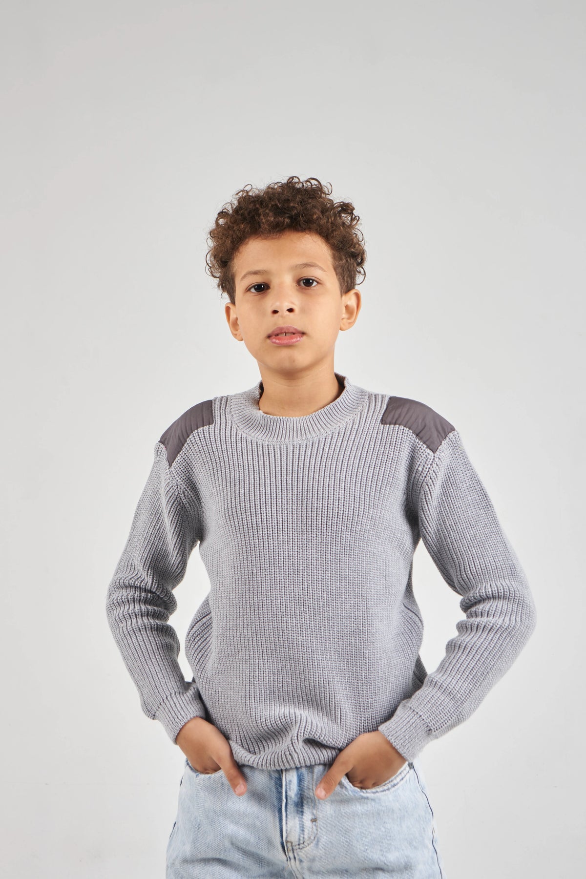 Boys Grey Knit Pullover