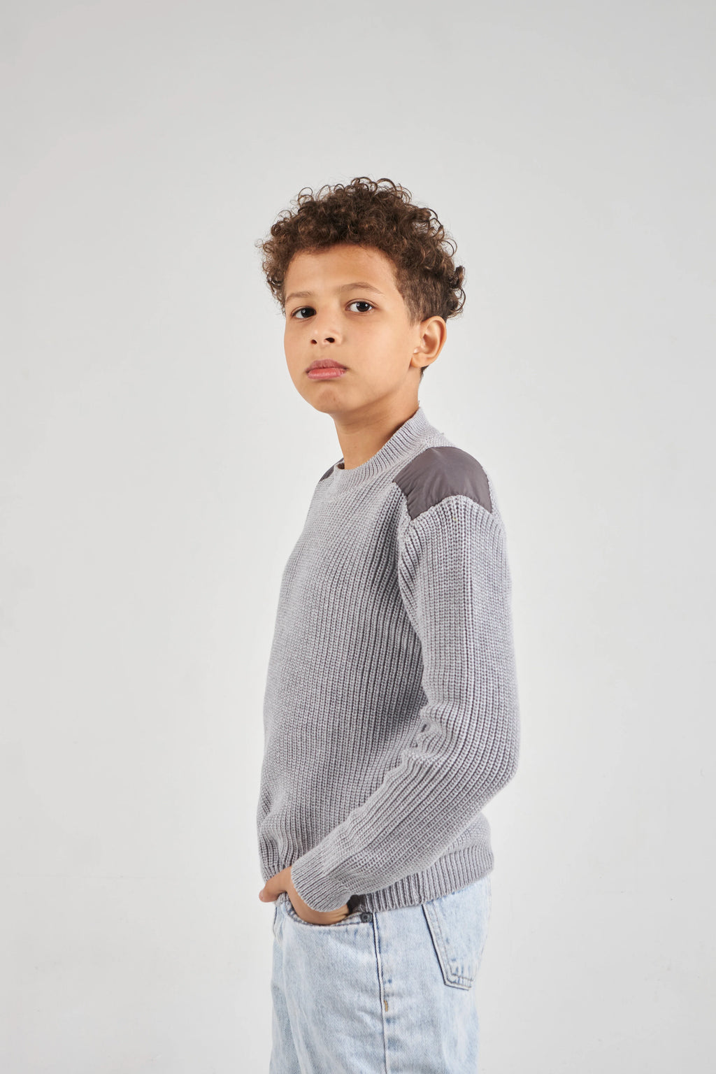 Boys Grey Knit Pullover