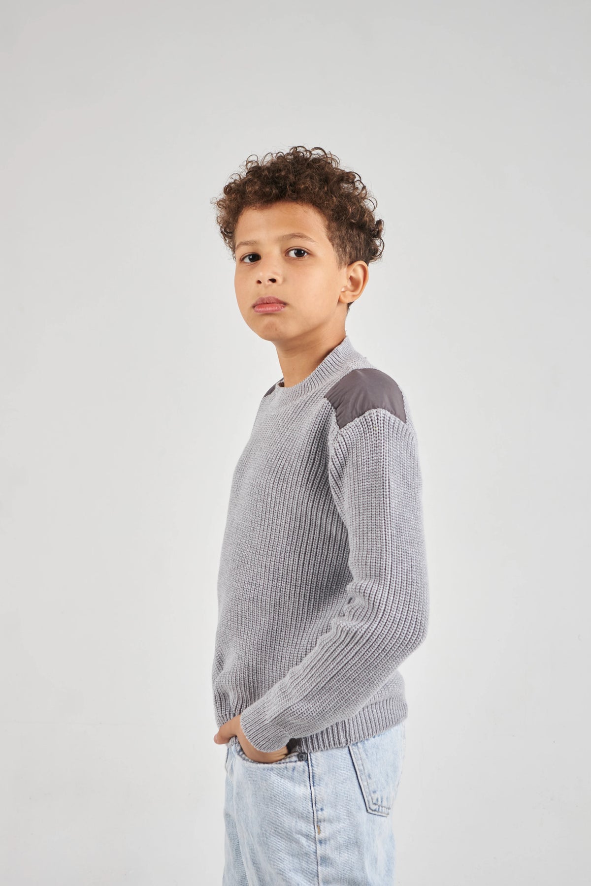 Boys Grey Knit Pullover