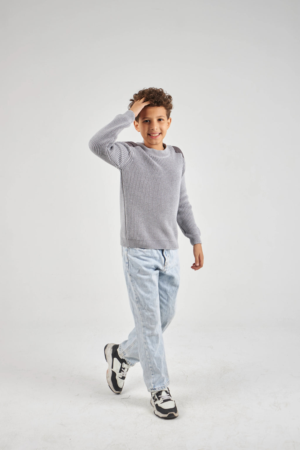 Boys Grey Knit Pullover