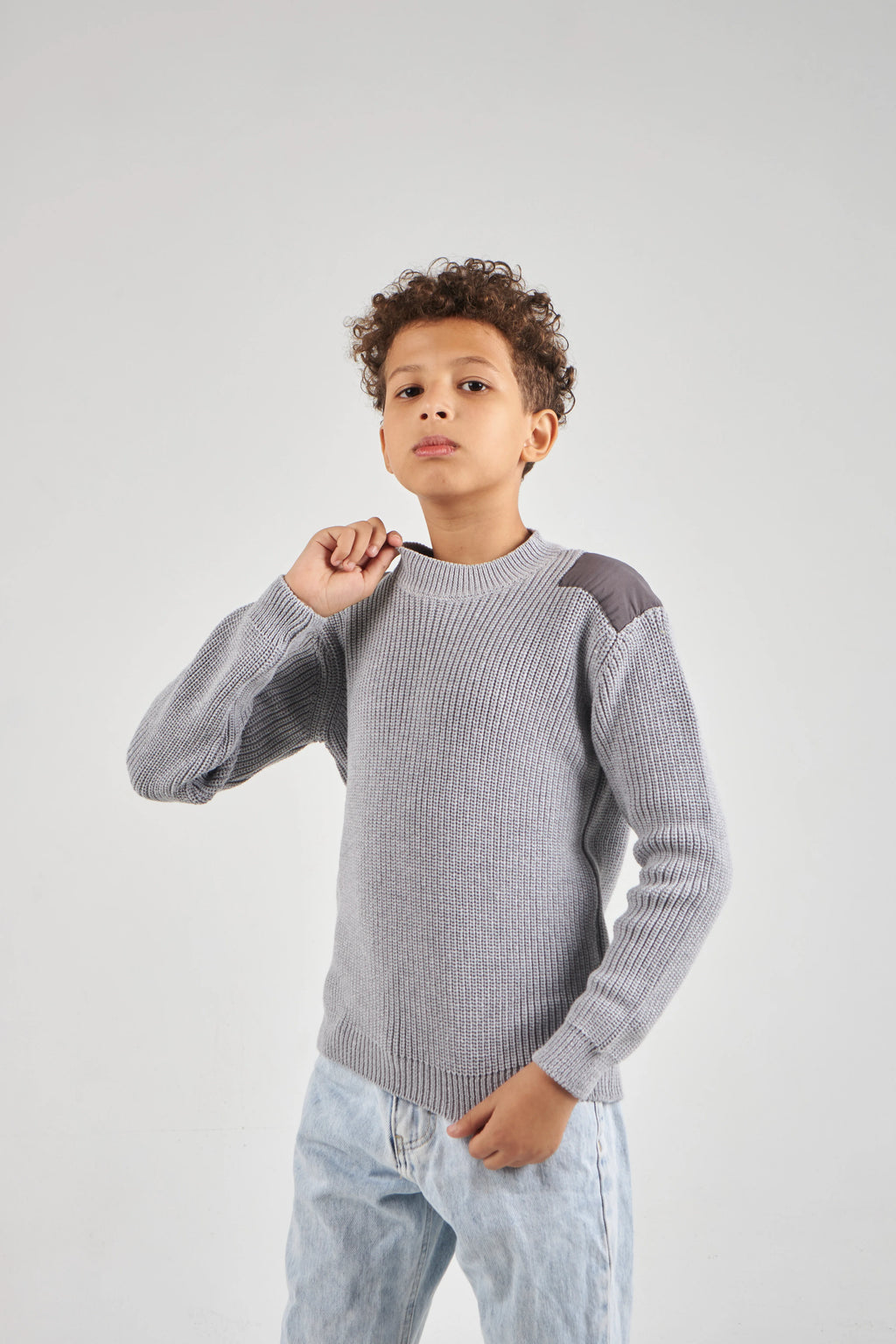 Boys Grey Knit Pullover