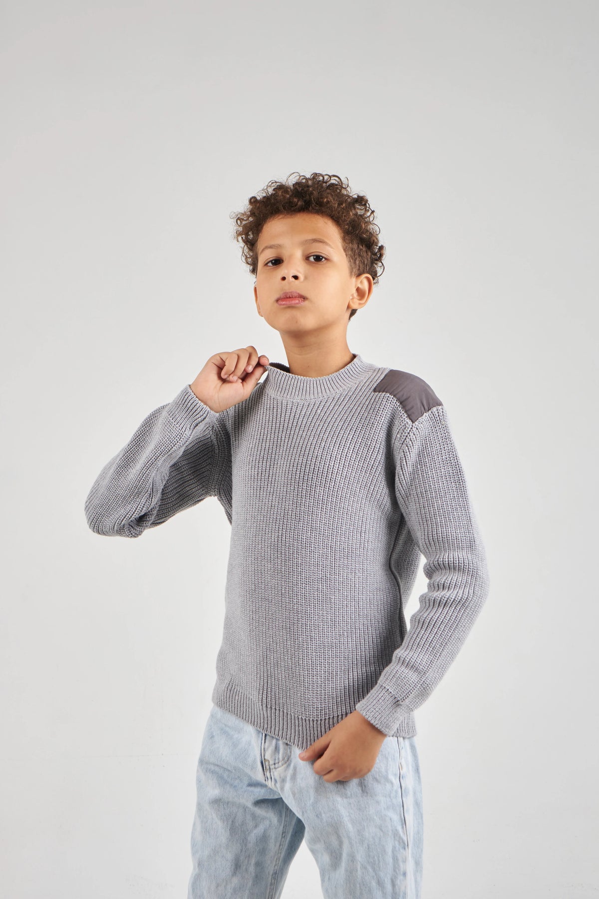 Boys Grey Knit Pullover