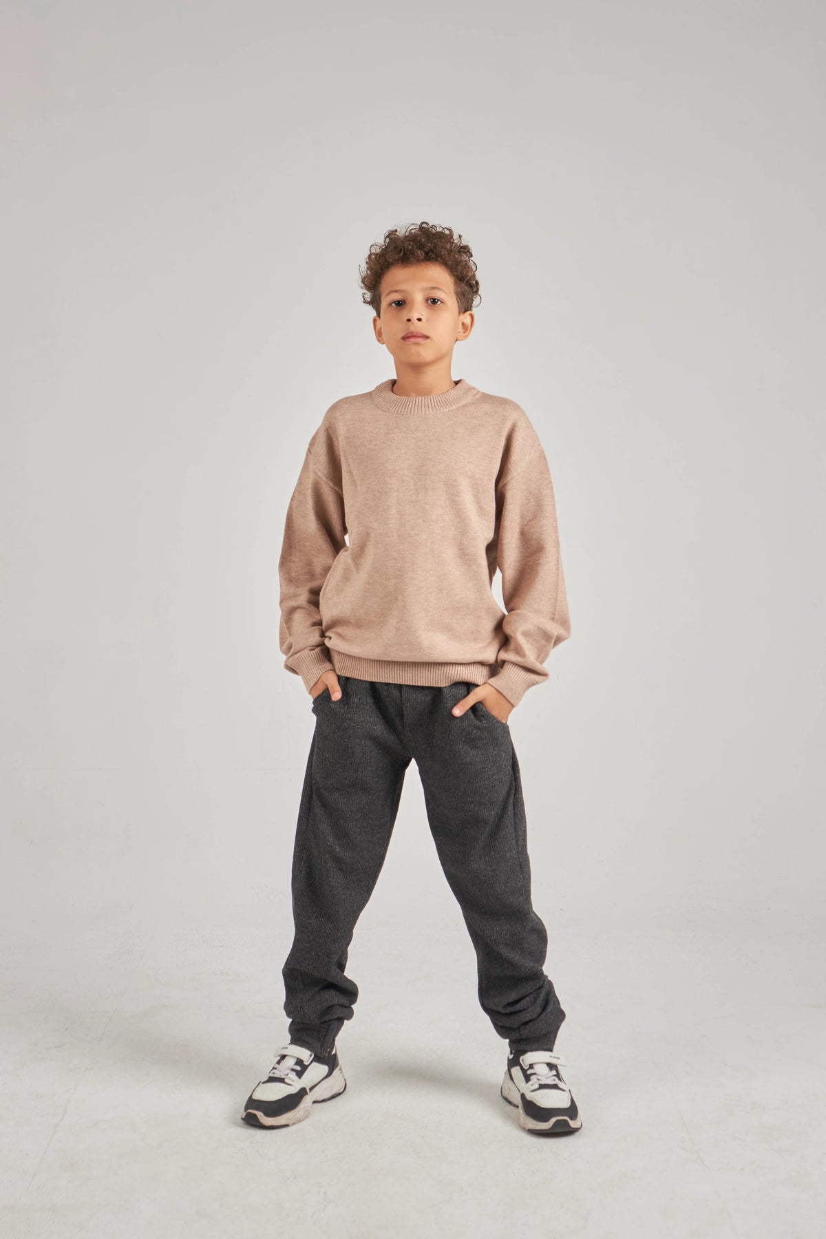 Boys Beige Knit Pullover