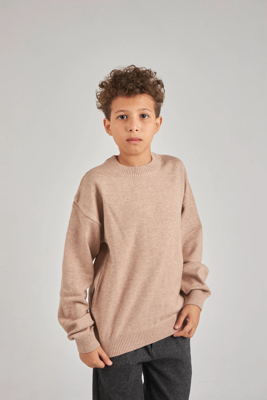 Boys Beige Knit Pullover