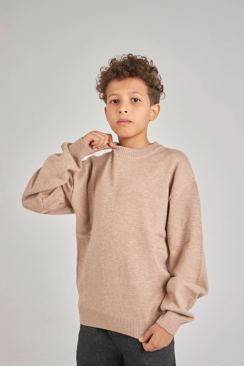 Boys Beige Knit Pullover