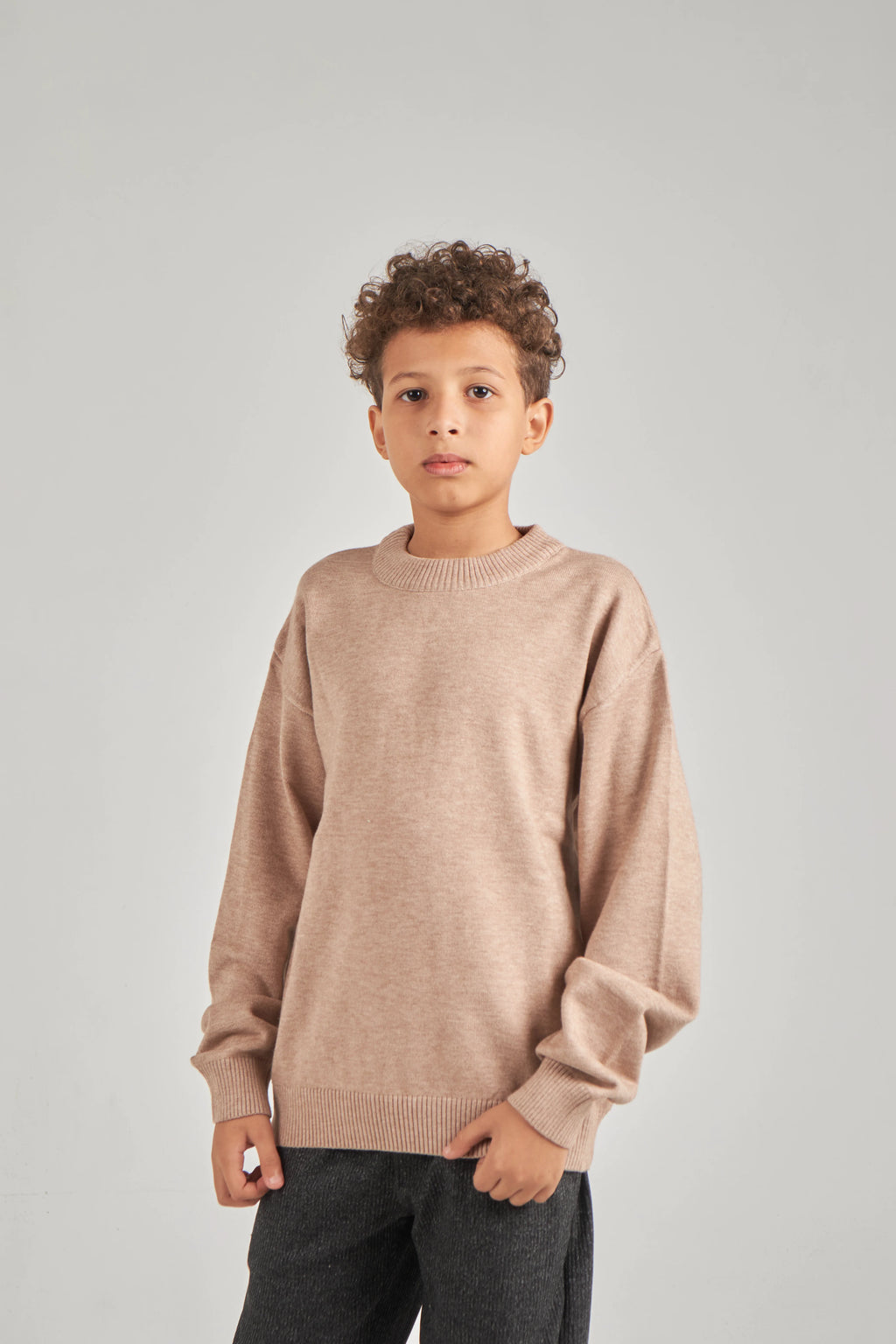 Boys Beige Knit Pullover