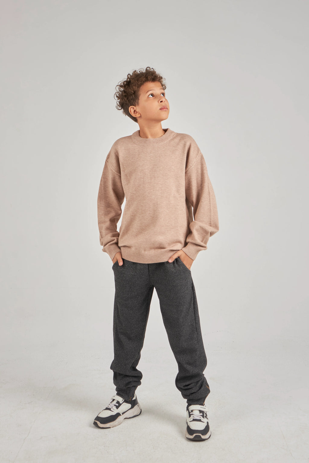 Boys Beige Knit Pullover