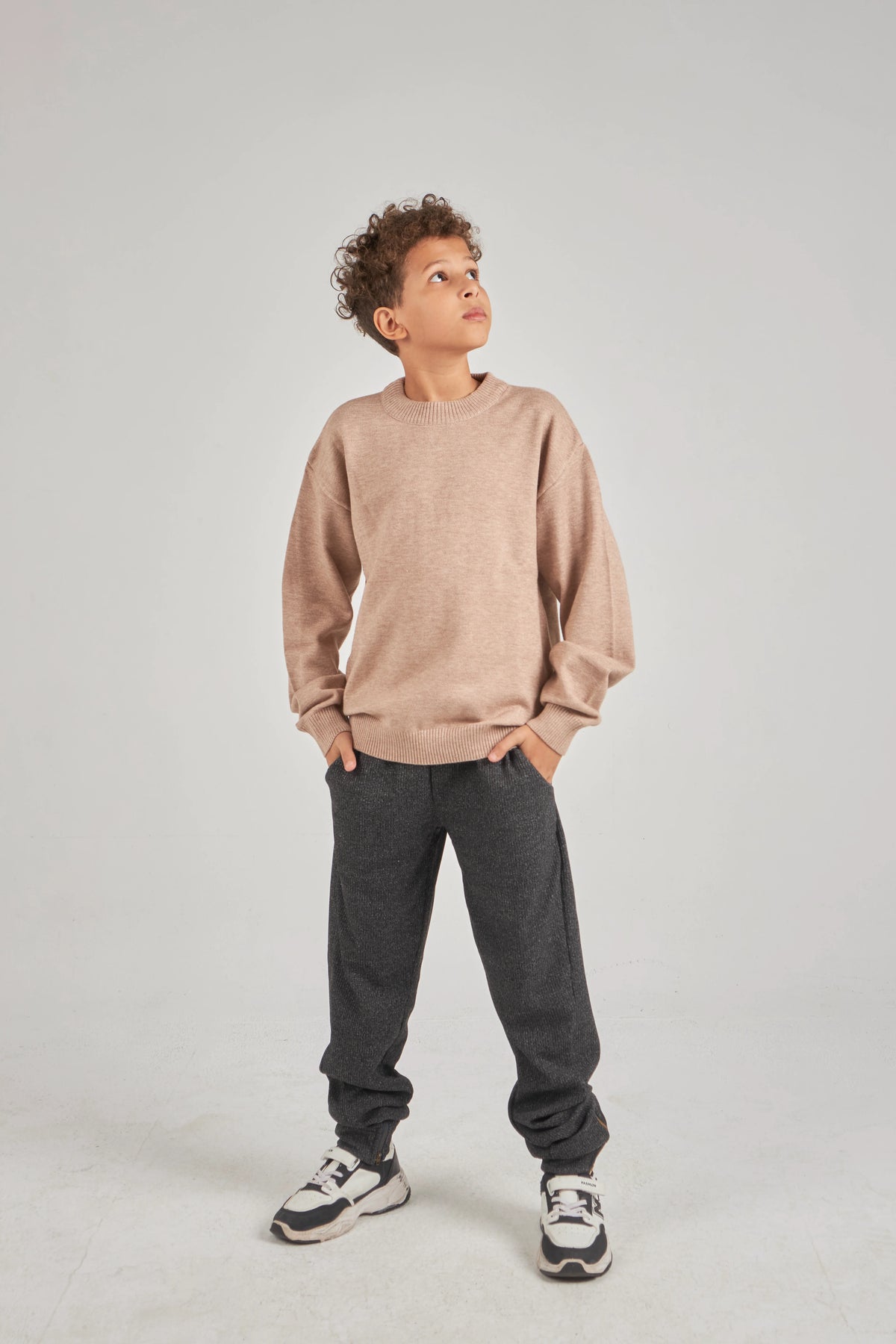Boys Beige Knit Pullover