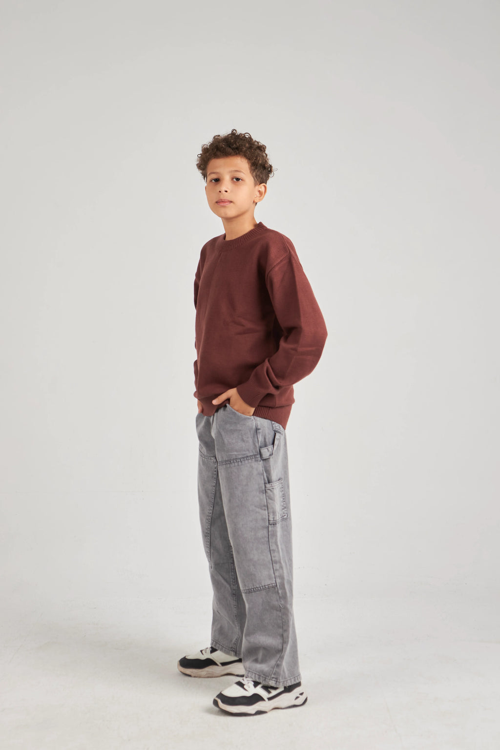 Boys Brown Knit Pullover