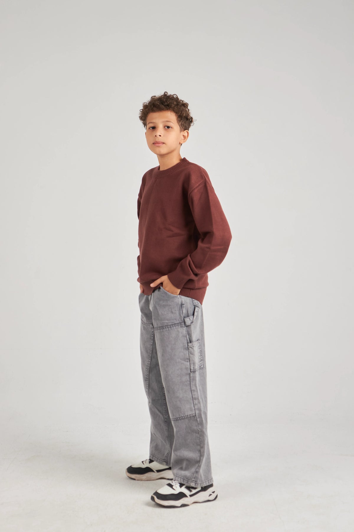 Boys Brown Knit Pullover