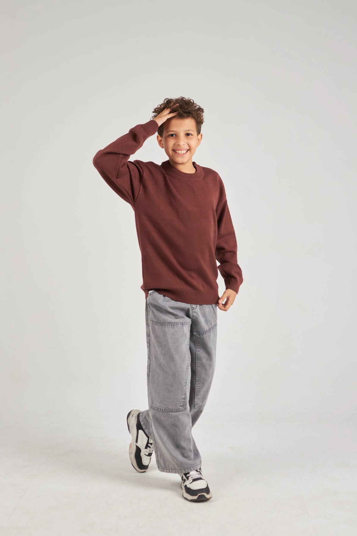 Boys Brown Knit Pullover