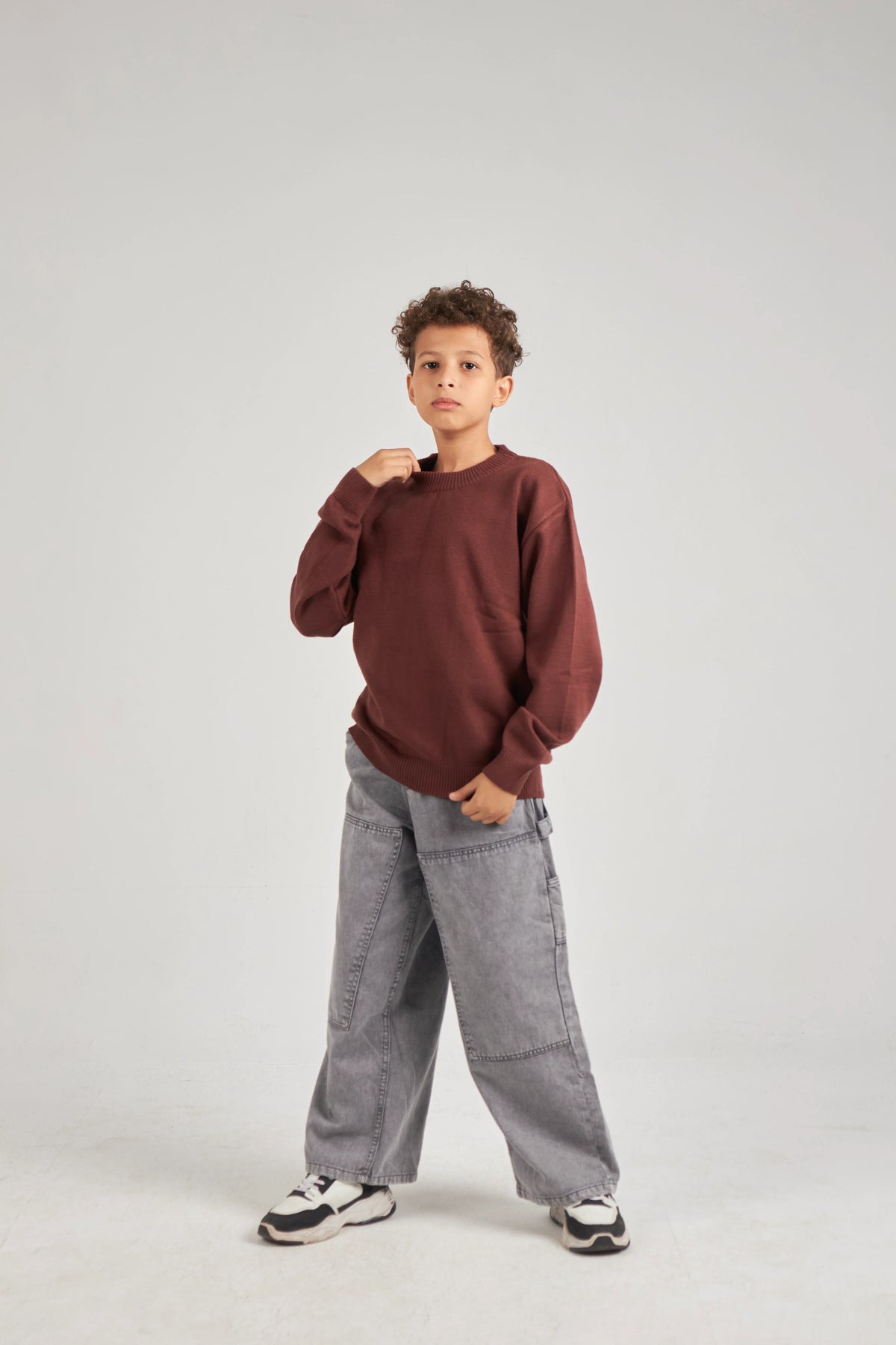 Boys Brown Knit Pullover