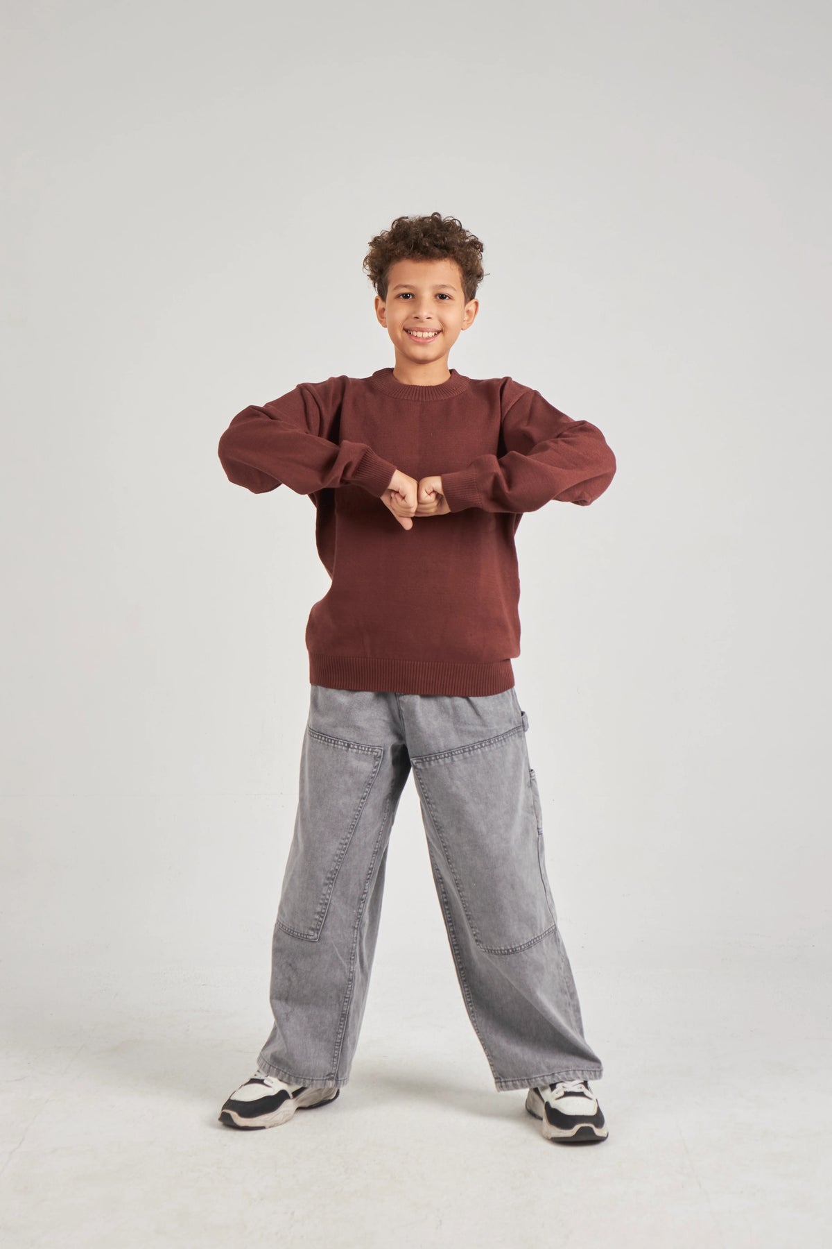 Boys Brown Knit Pullover