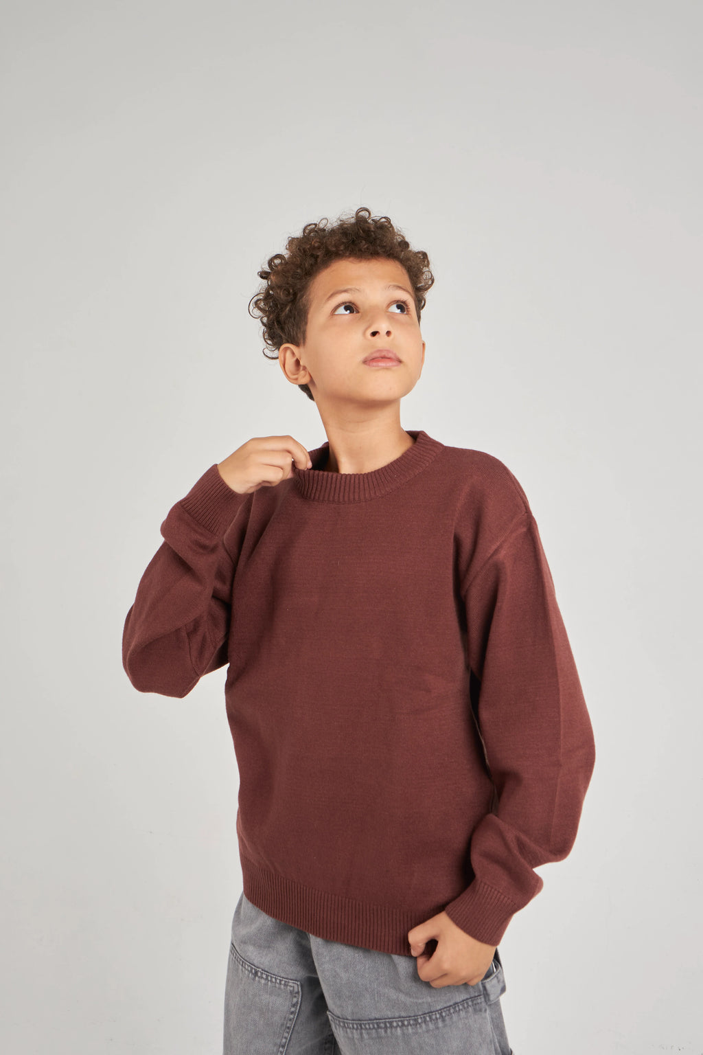 Boys Brown Knit Pullover