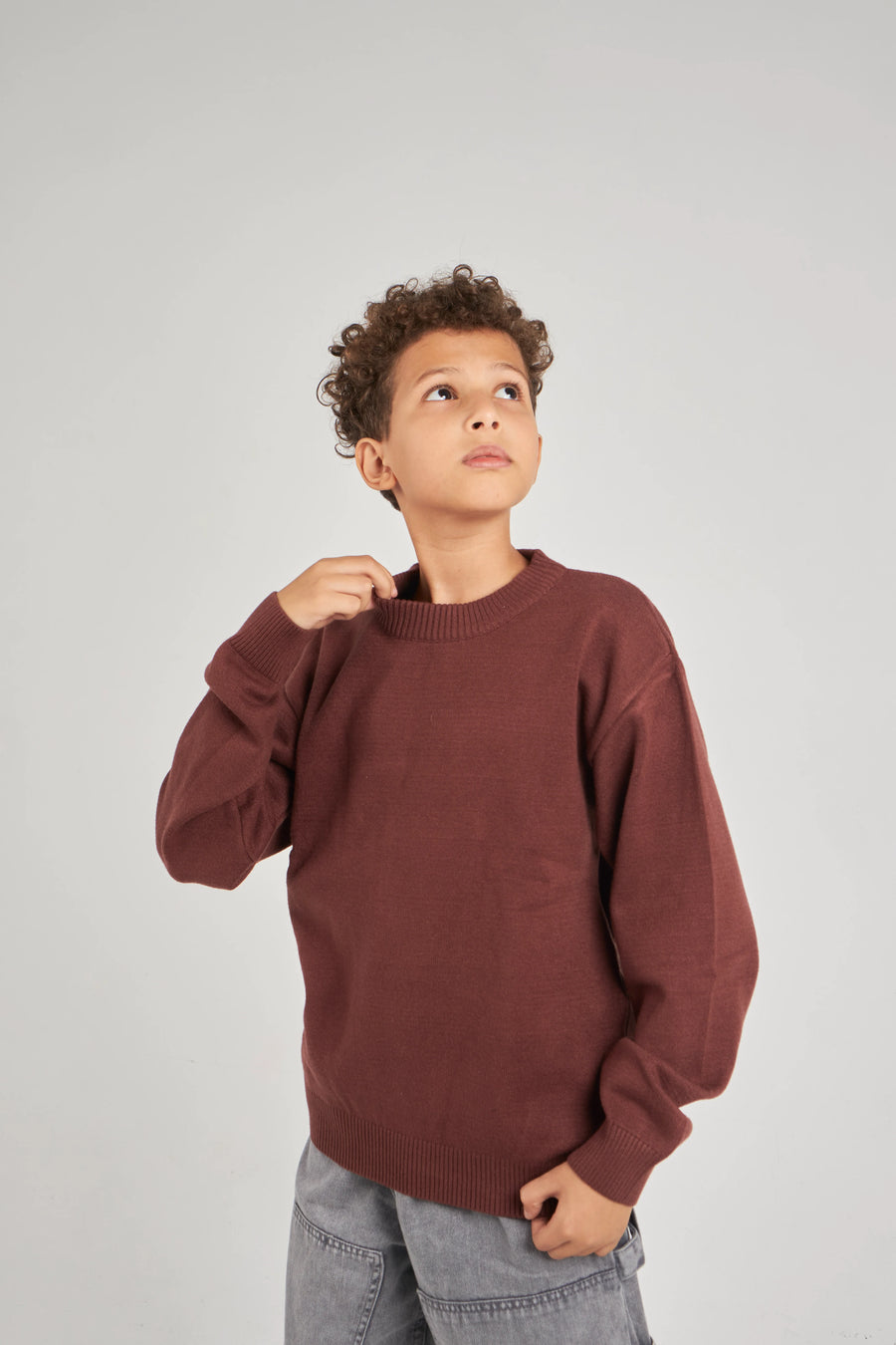 Boys Brown Knit Pullover