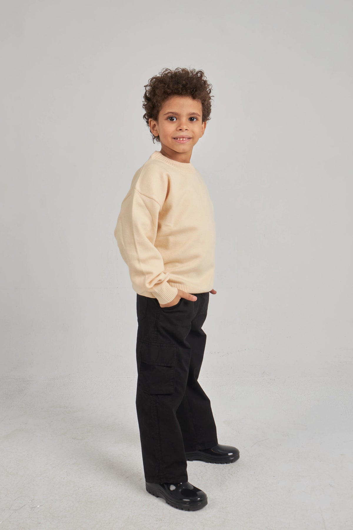 Boys Pale Yellow Knit Pullover