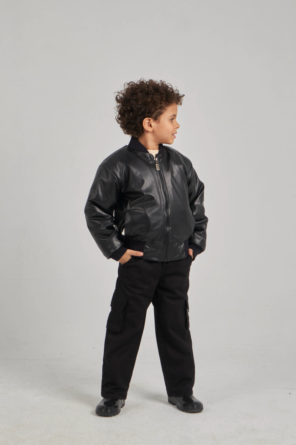 Boys Black Leather Jacket