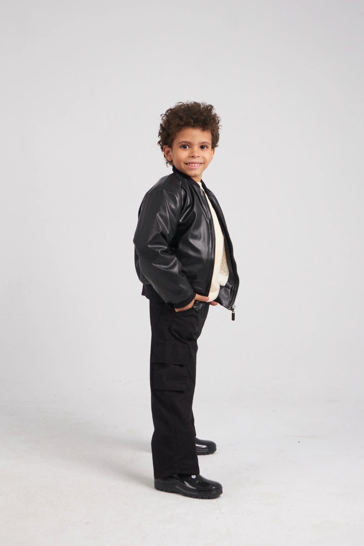Boys Black Leather Jacket