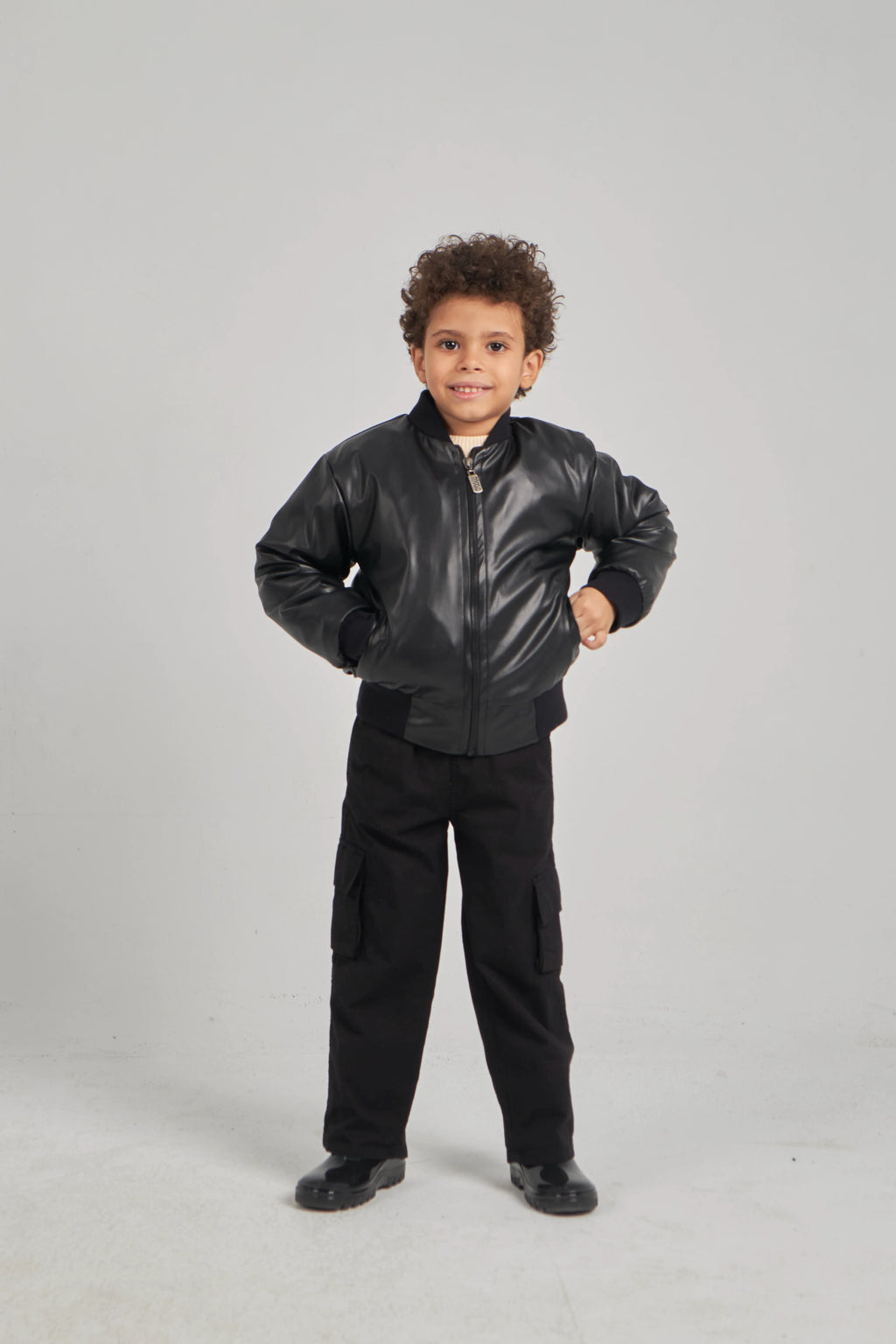 Boys Black Leather Jacket