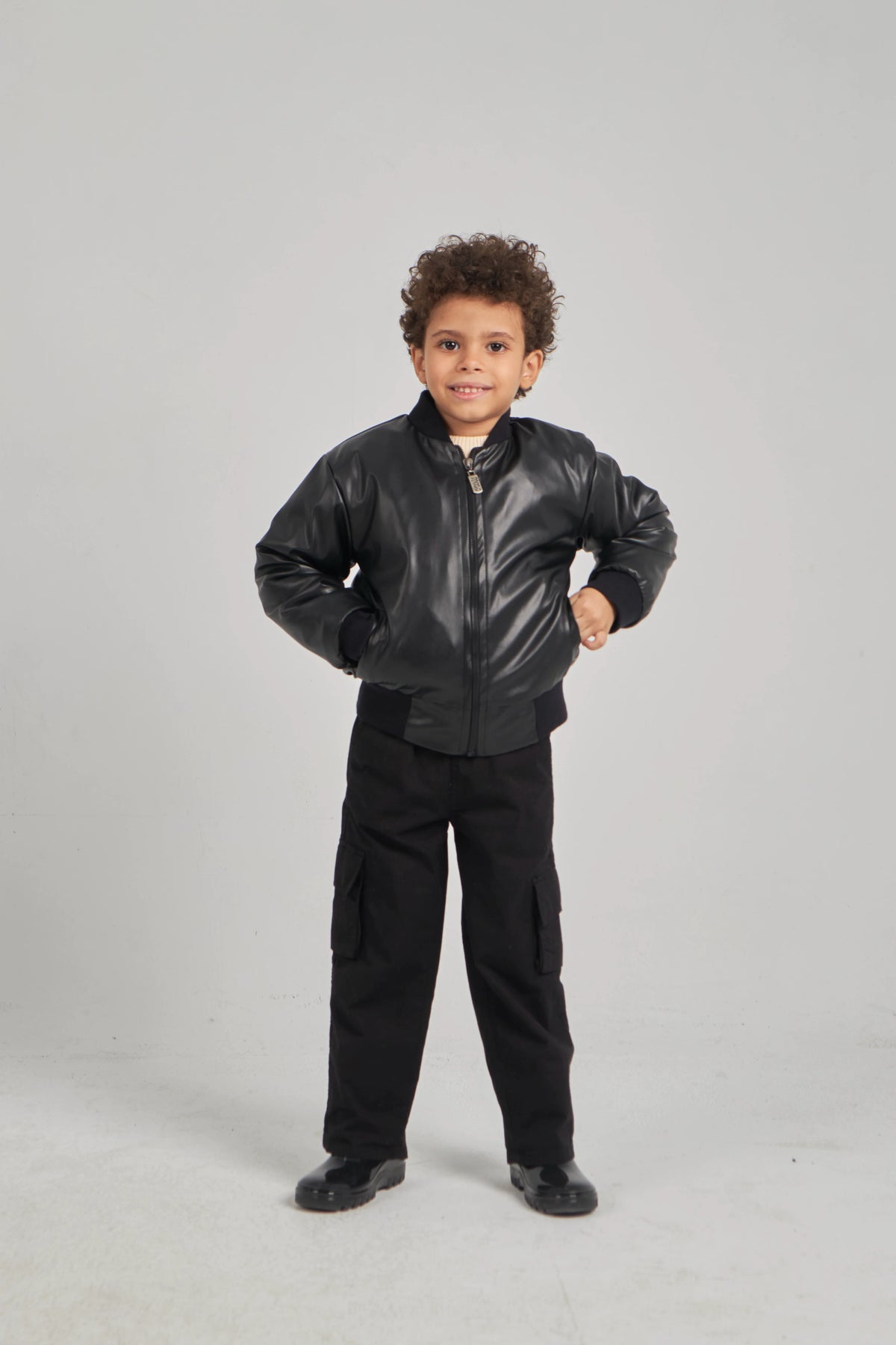 Boys Black Leather Jacket